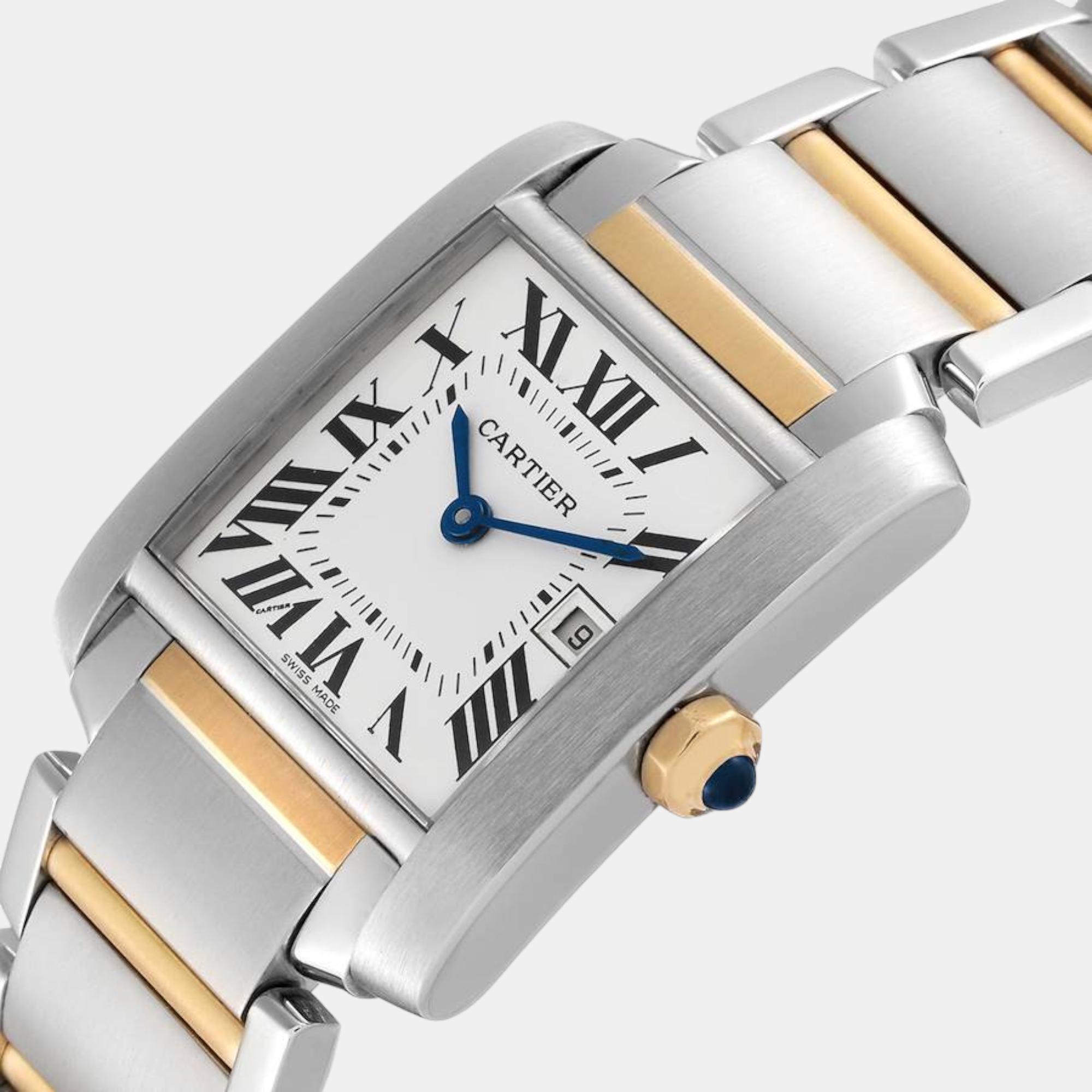 

Cartier Tank Francaise Midsize Steel Yellow Gold Ladies Watch W51012Q4 25 x 30 mm, Silver