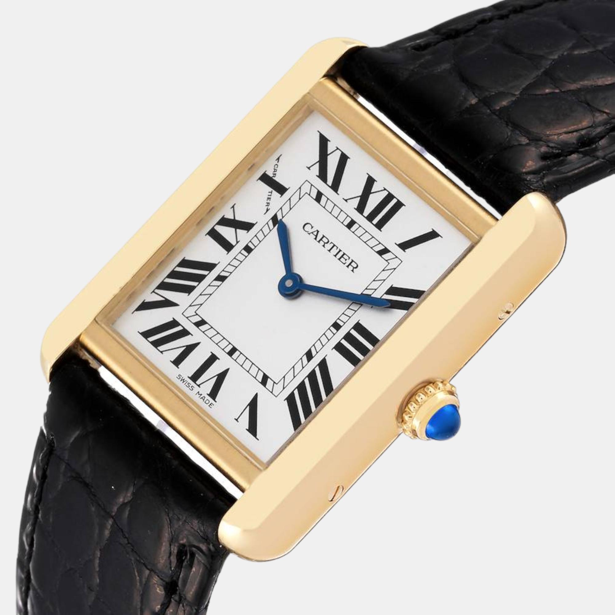 

Cartier Tank Solo Yellow Gold Steel Silver Dial Ladies Watch W5200002 30 x 24 mm