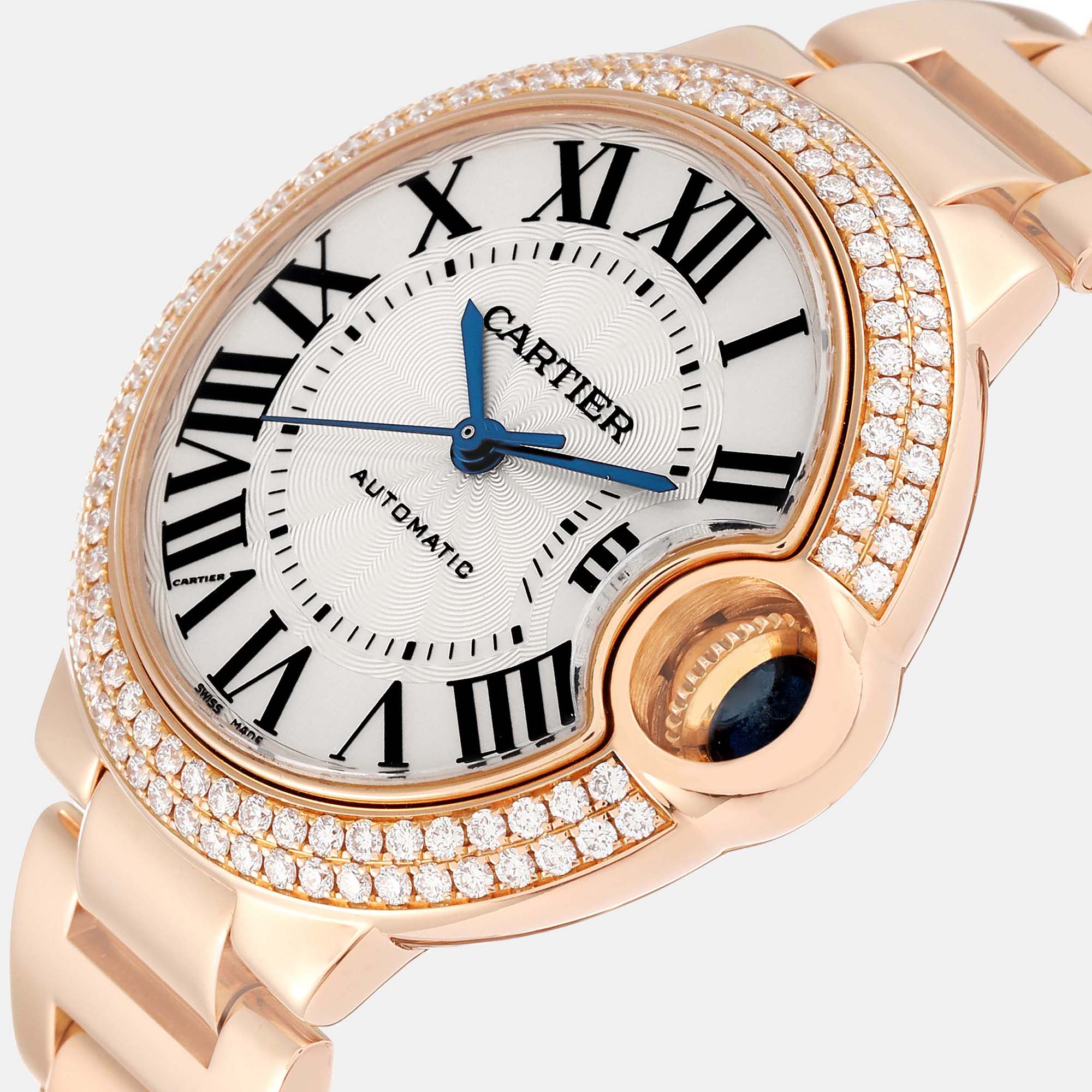 

Cartier Ballon Bleu Automatic Rose Gold Diamond Ladies Watch WE902034 33 mm, Silver