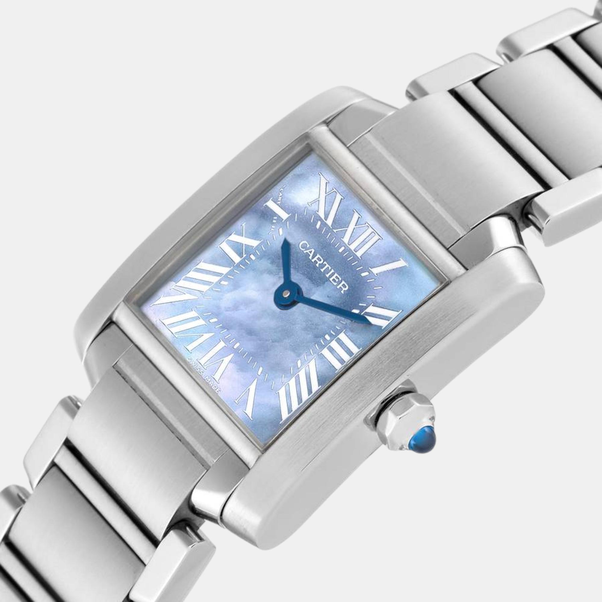 

Cartier Tank Francaise Blue Mother of Pearl Dial Steel Ladies Watch W51034Q3