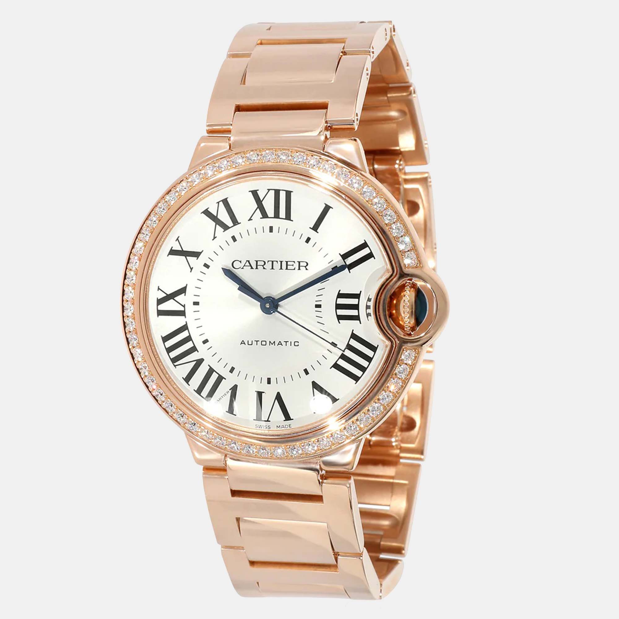 

Cartier Silver 18k Rose Gold Ballon Bleu WJBB0037 Automatic Women's Wristwatch 36 mm