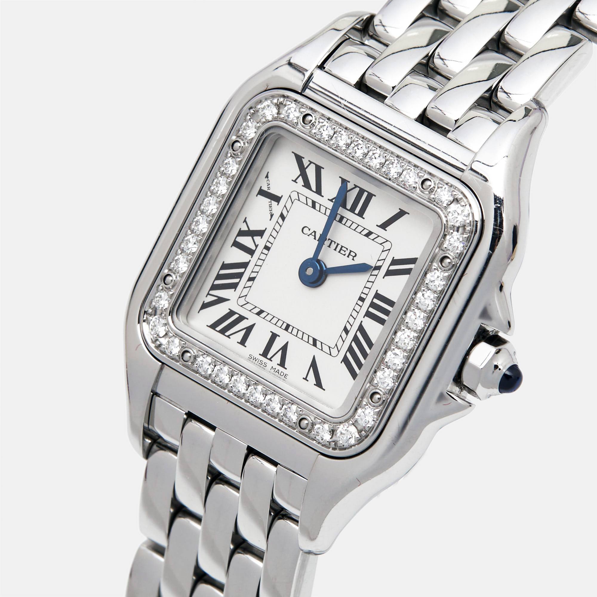 

Cartier Silver Stainless Steel Diamond Panthere W4PN0007 Women's Wristwatch