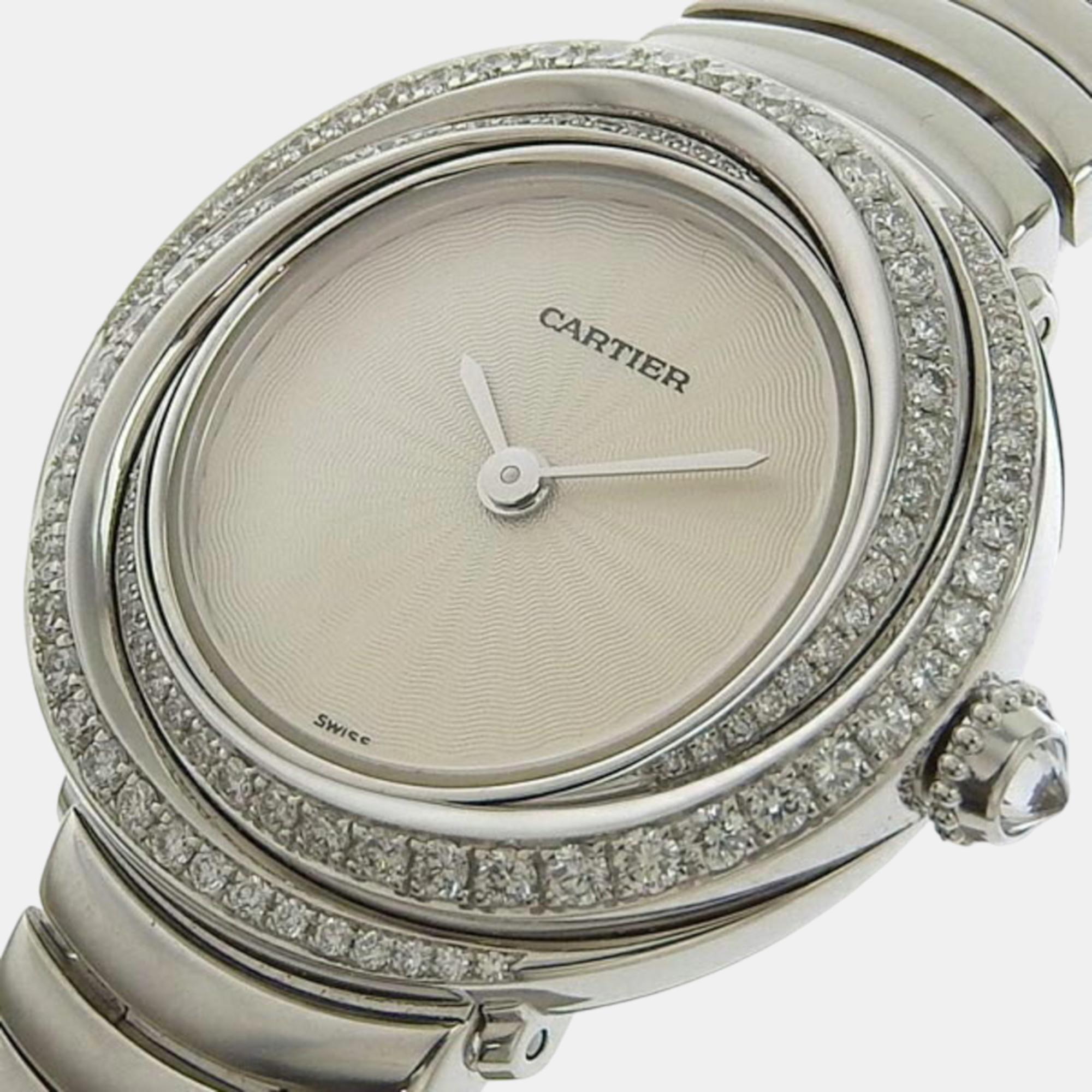 

Cartier Silver 18k White Gold Trinity WG2009U1 Quartz Women's Wristwatch 27 mm