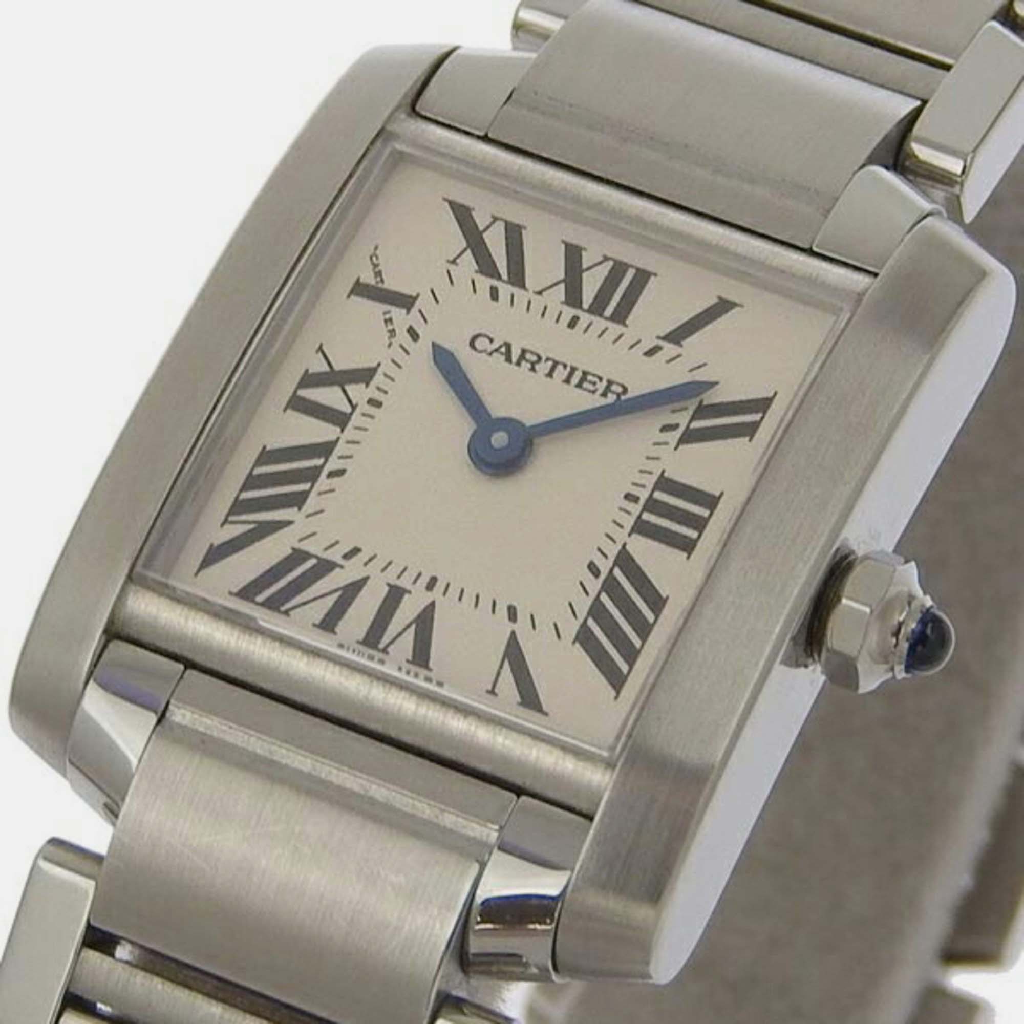 

Cartier Silver Stainless Steel Tank Francaise 2384 Quartz Women's Wristwatch 20 mm