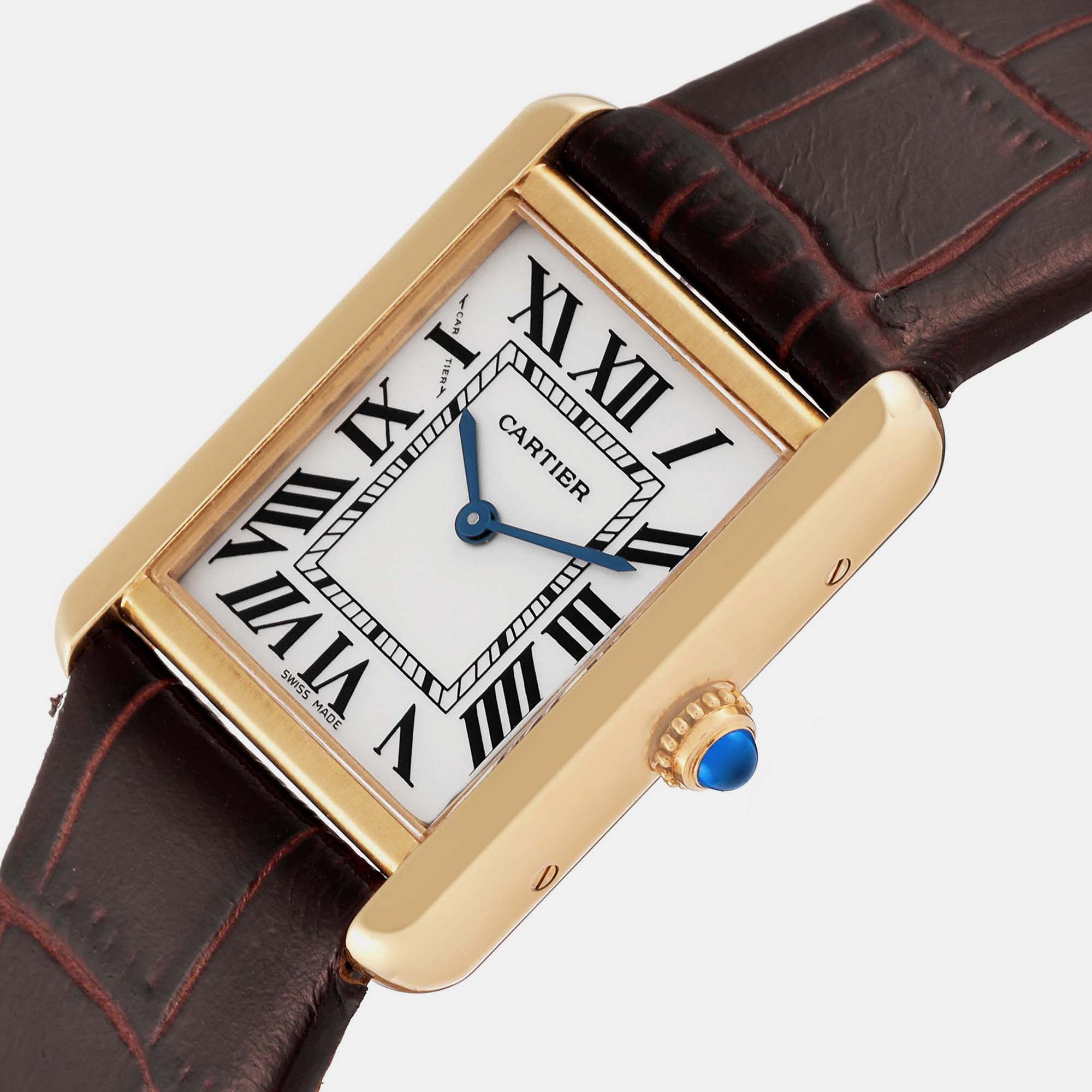 

Cartier Tank Solo Yellow Gold Steel Silver Dial Ladies Watch W5200002 30.0 mm x 24.4 mm