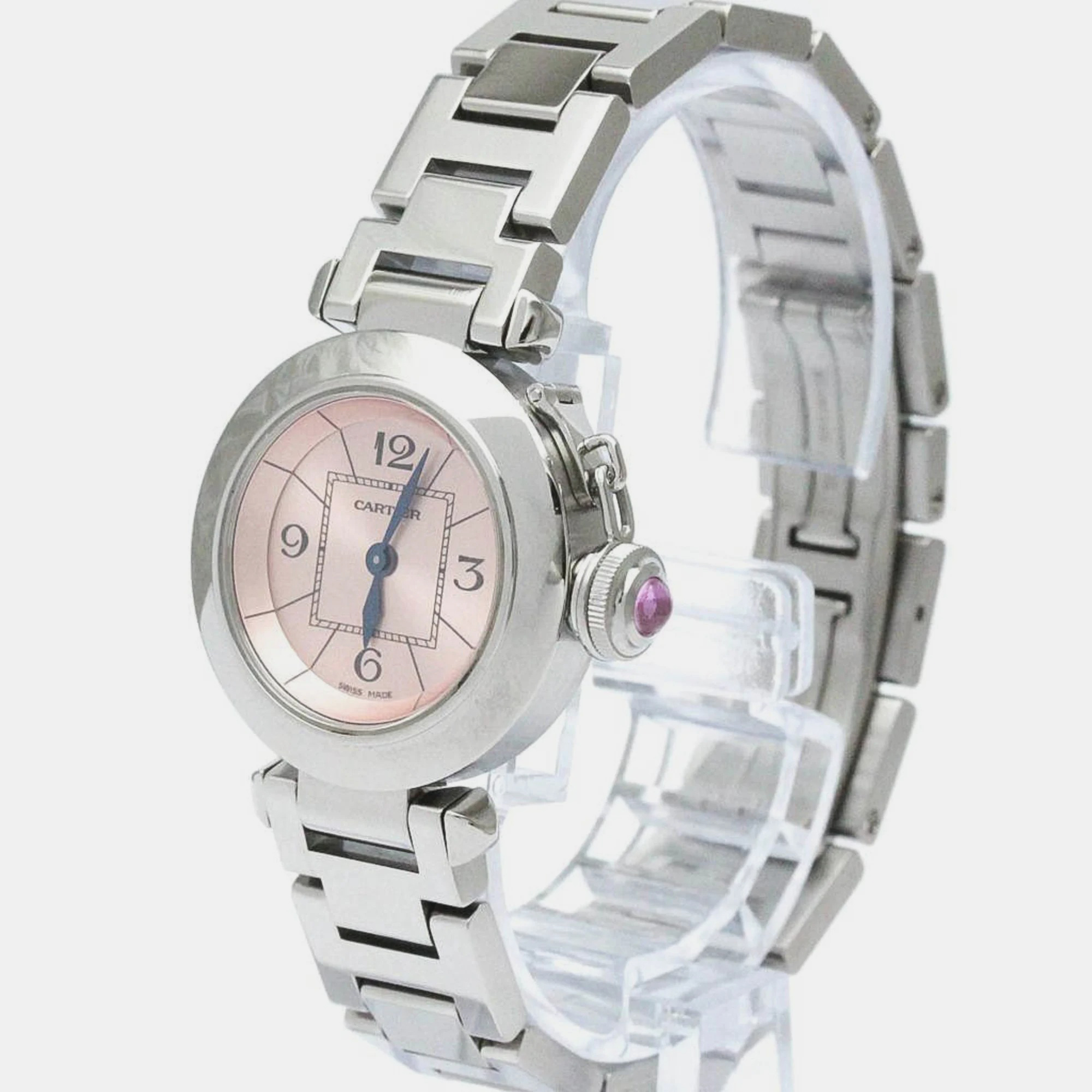 

Cartier Pink Stainless Steel Miss Pasha W3140008 Quartz Women's Wristwatch 27 mm