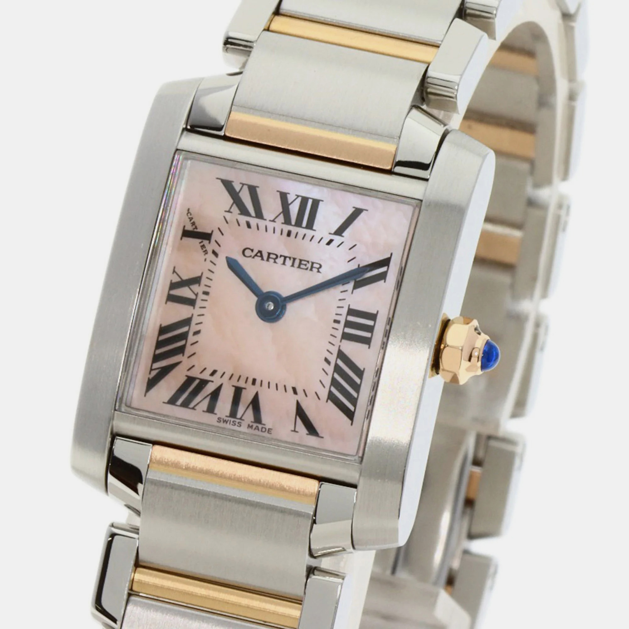 

Cartier Pink 18k Rose Gold And Stainless Steel Tank Francaise W51027Q4 Quartz Women's Wristwatch 20 mm