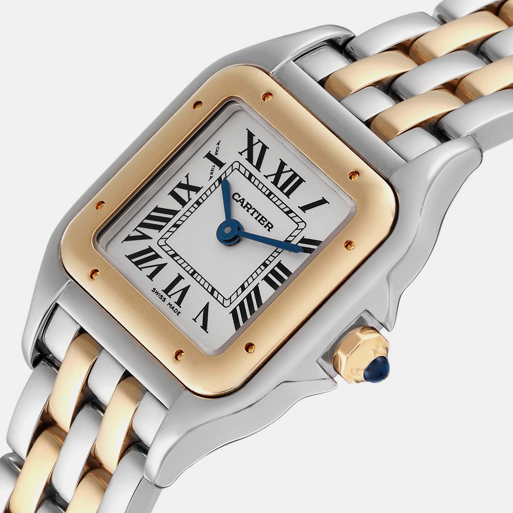 

Cartier Panthere Steel Yellow Gold 2 Row Ladies Watch W2PN0006 22 mm, Silver