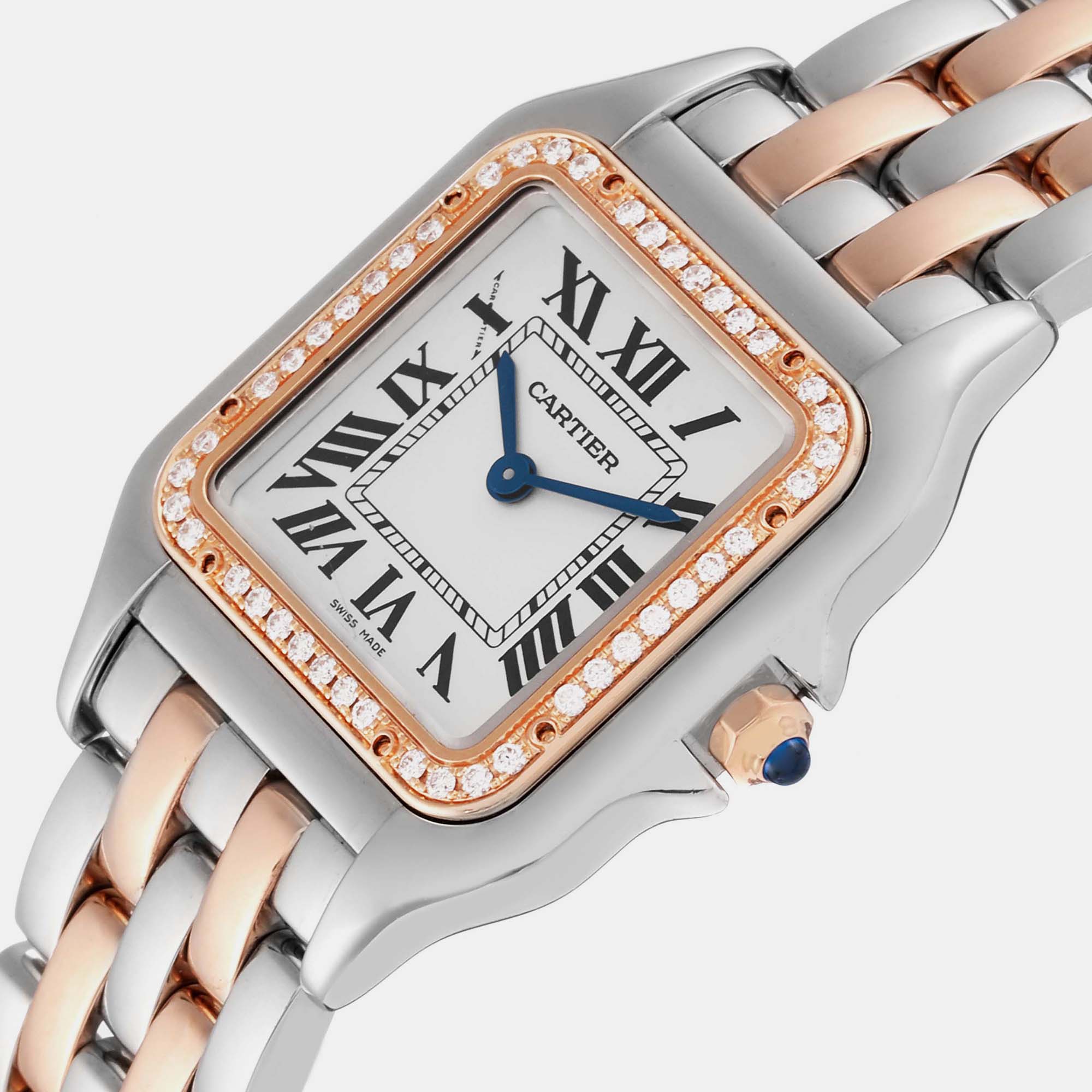

Cartier Panthere Medium Steel Rose Gold Diamond Ladies Watch W3PN0007 29 mm x 37 mm, Silver