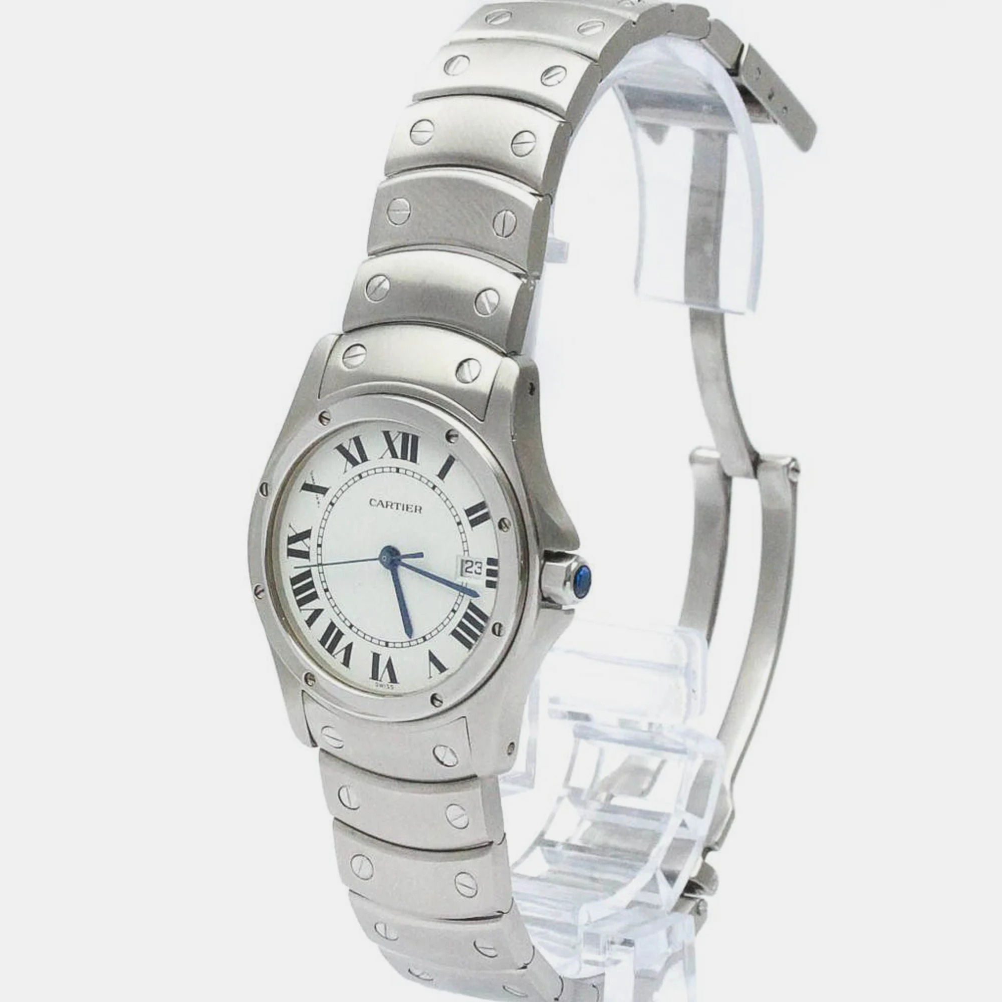 

Cartier White Stainless Steel Santos W20027K1 Quartz Women's Wristwatch 30 mm