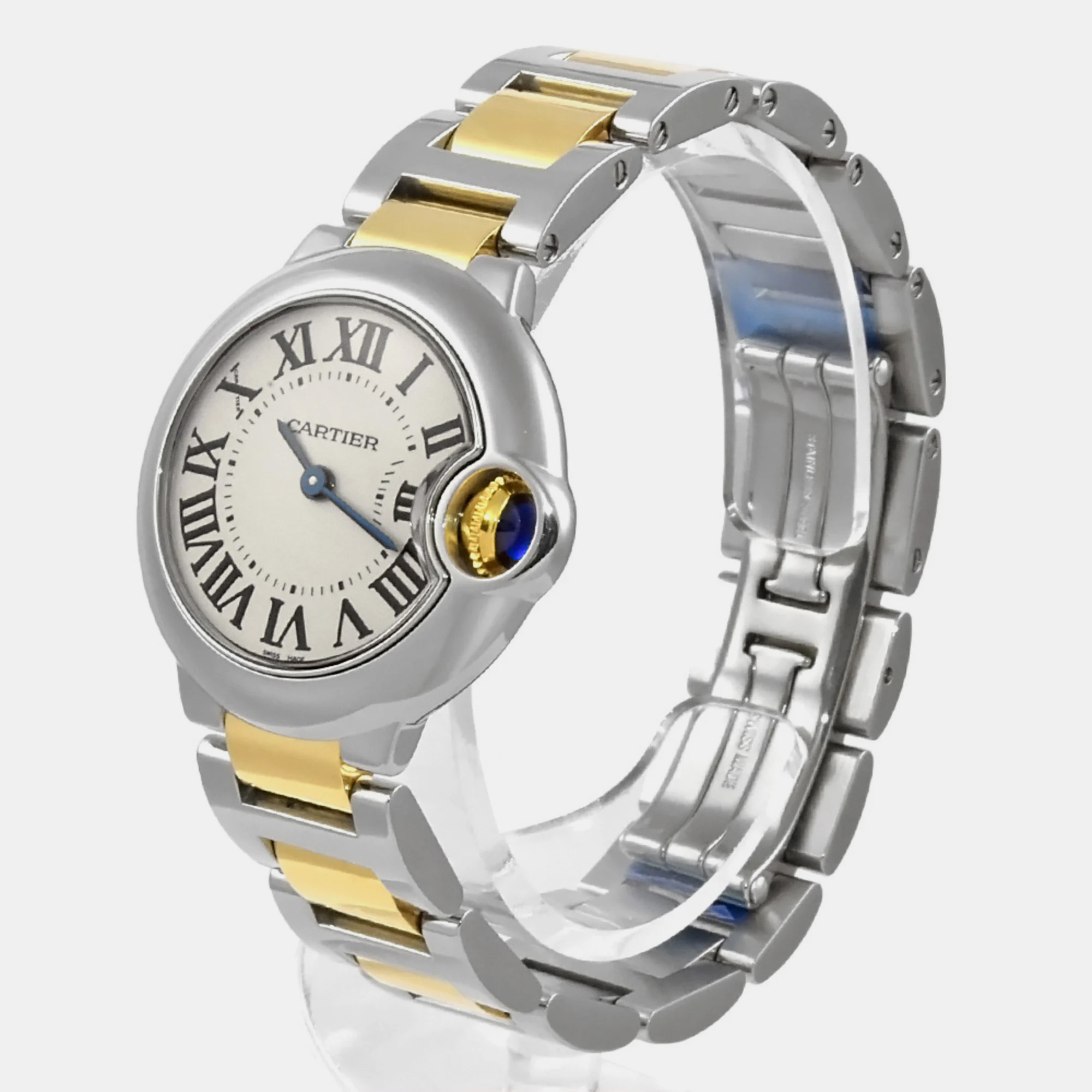 

Cartier Silver 18k Yellow Gold Stainless Steel Ballon Bleu W69007Z3 Quartz Women's Wristwatch 28 mm