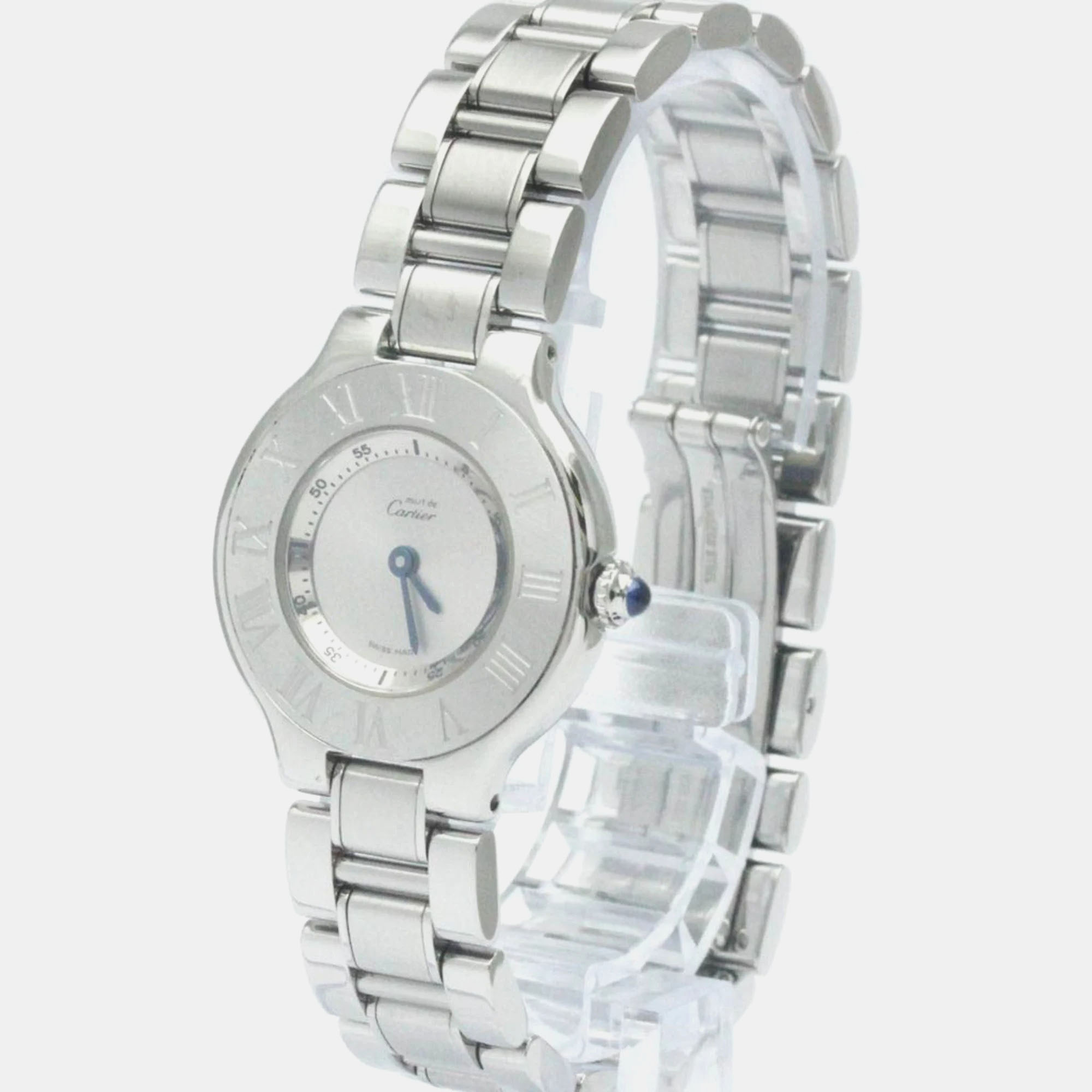 

Cartier Silver Stainless Steel Must 21 de Cartier Quartz Women's Wristwatch 28 mm