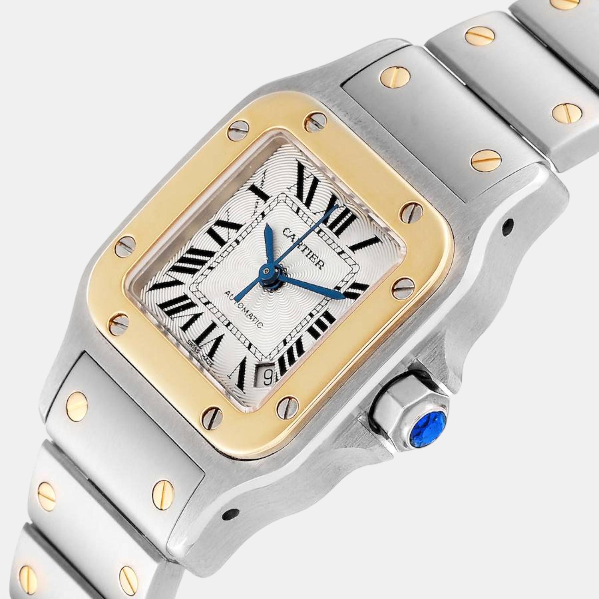 

Cartier Santos Galbee Steel Yellow Gold Ladies Watch W20057C4 24 mm, Silver