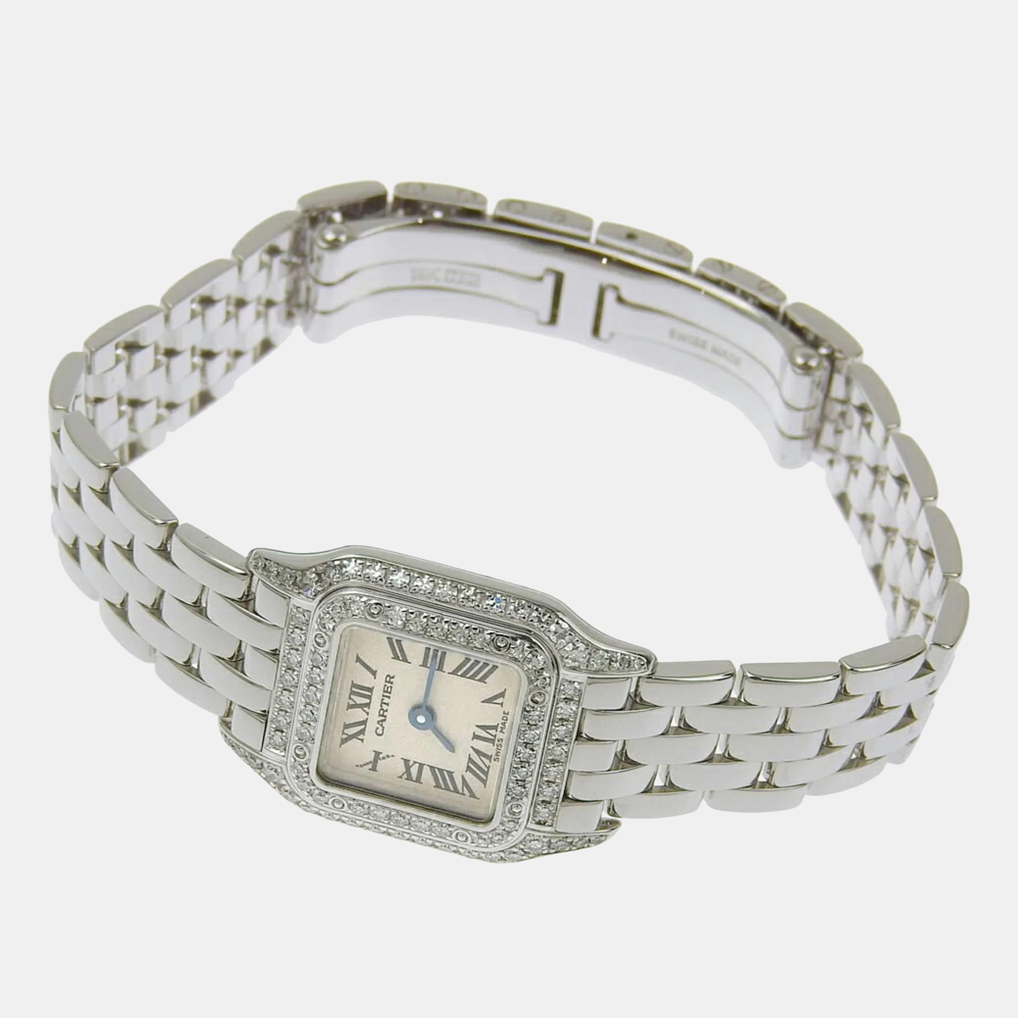 

Cartier White Diamond 18k White Gold Panthere WF3210F3 Quartz Women's Wristwatch 17 mm