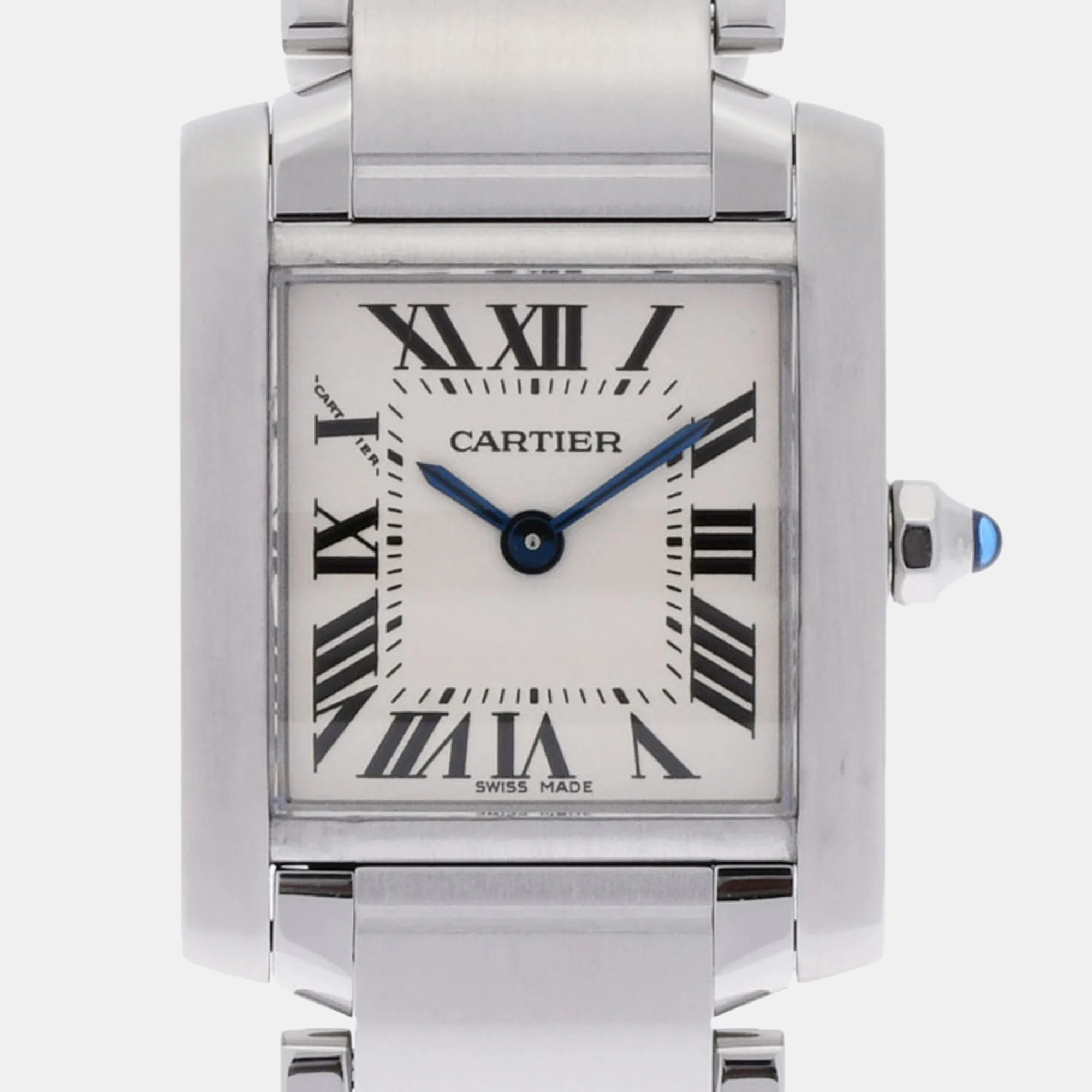 

Cartier White Stainless Steel Tank Francaise Quartz Women's Wristwatch 20 mm