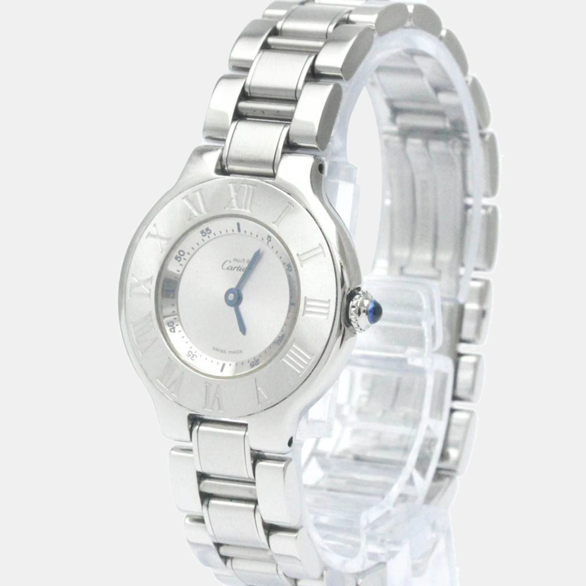

Cartier Silver Stainless Steel Must 21 de Cartier W10109T2 Quartz Women's Wristwatch 28 mm