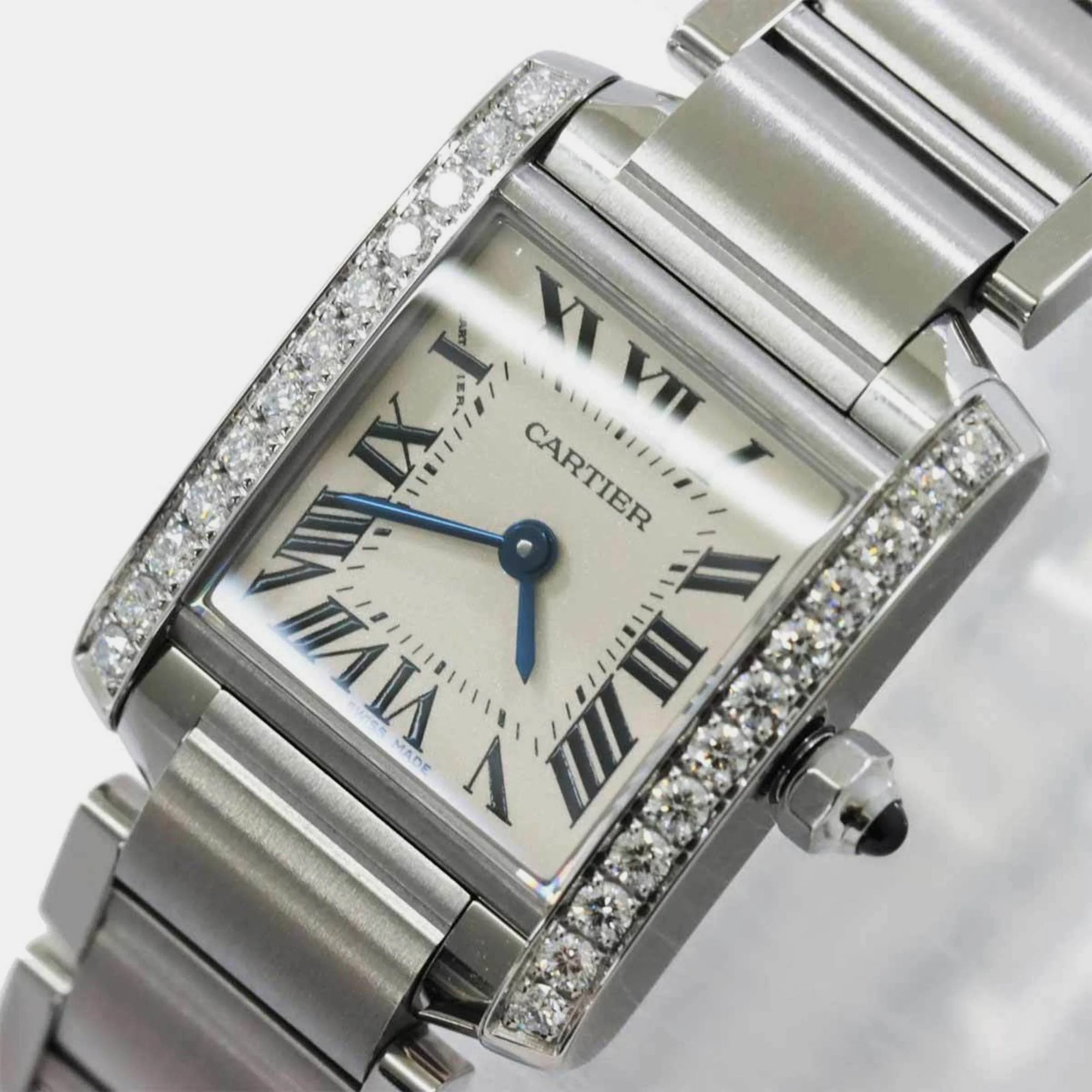 

Cartier White Stainless Steel Tank Francaise W4TA0008 Quartz Women's Wristwatch 25 mm