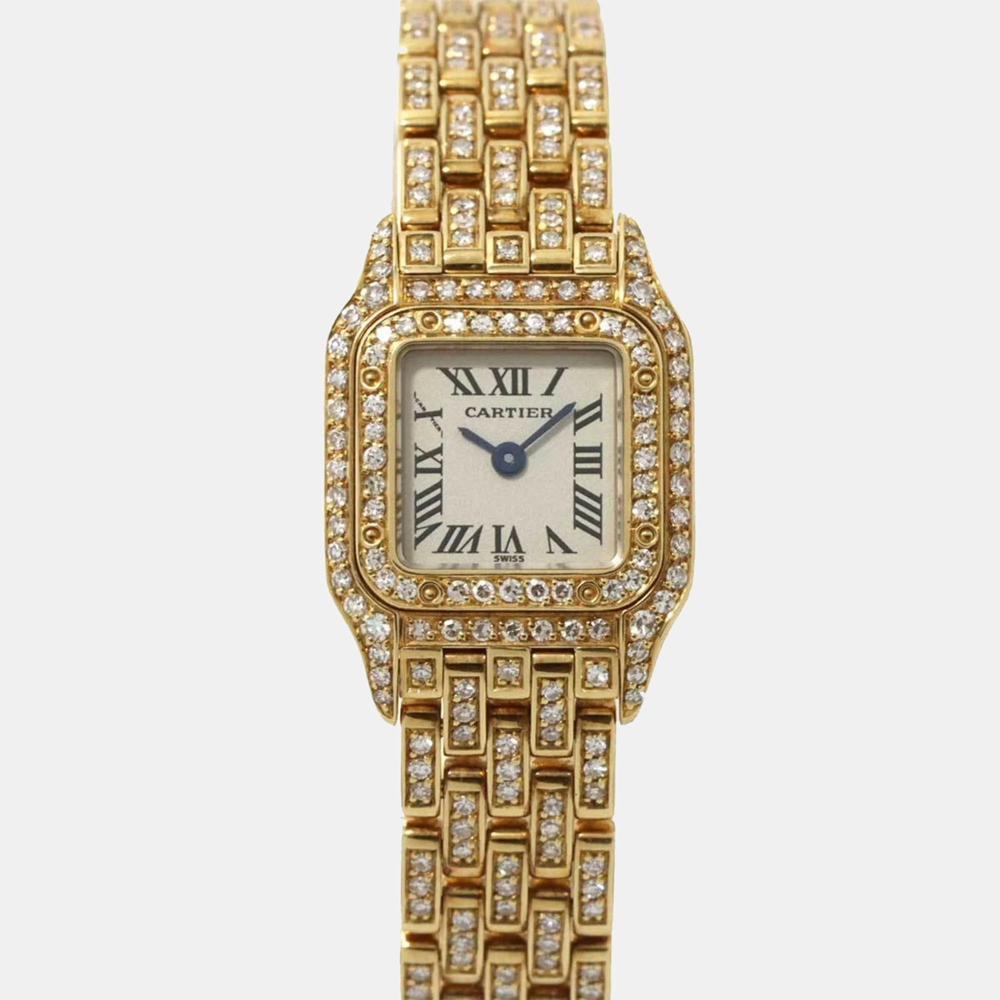 

Cartier White Diamond 18k Yellow Gold Panthere Quartz Women's Wristwatch 17 mm