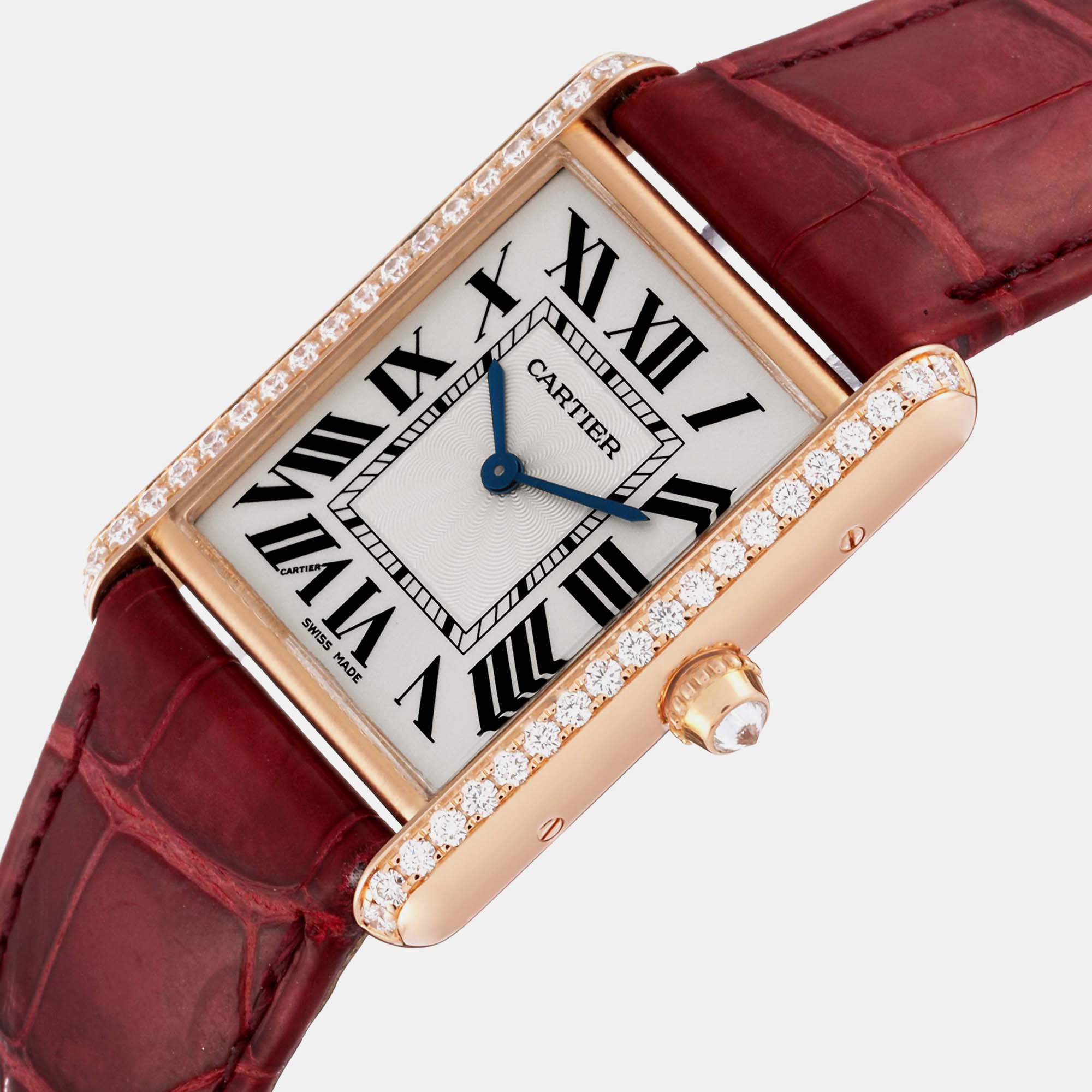 

Cartier Tank Louis Rose Gold Diamond Ladies Watch WJTA0014, Silver
