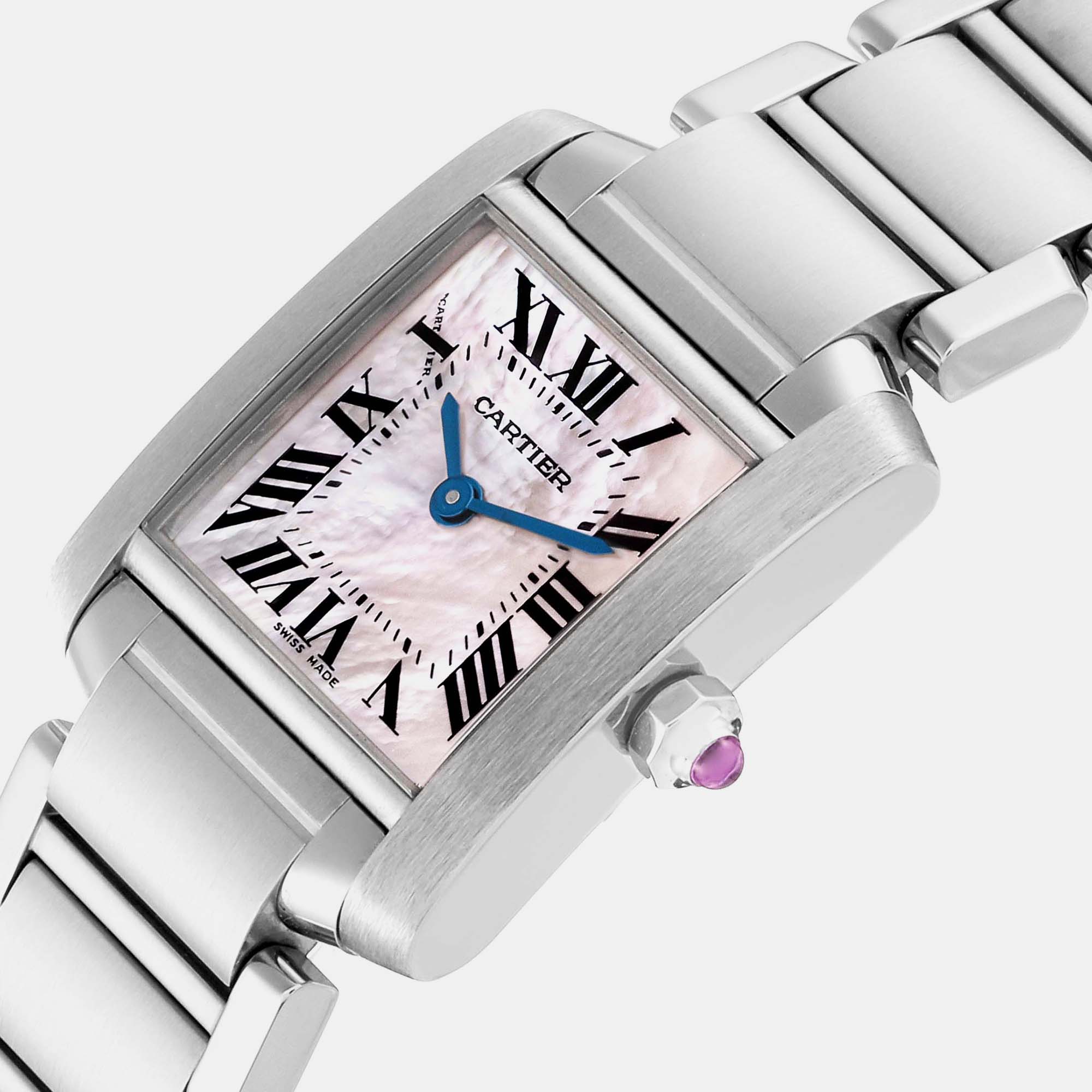

Cartier Tank Francaise Mother Of Pearl Dial Steel Ladies Watch W51028Q3 20.0 mm x 25.0 mm, Pink