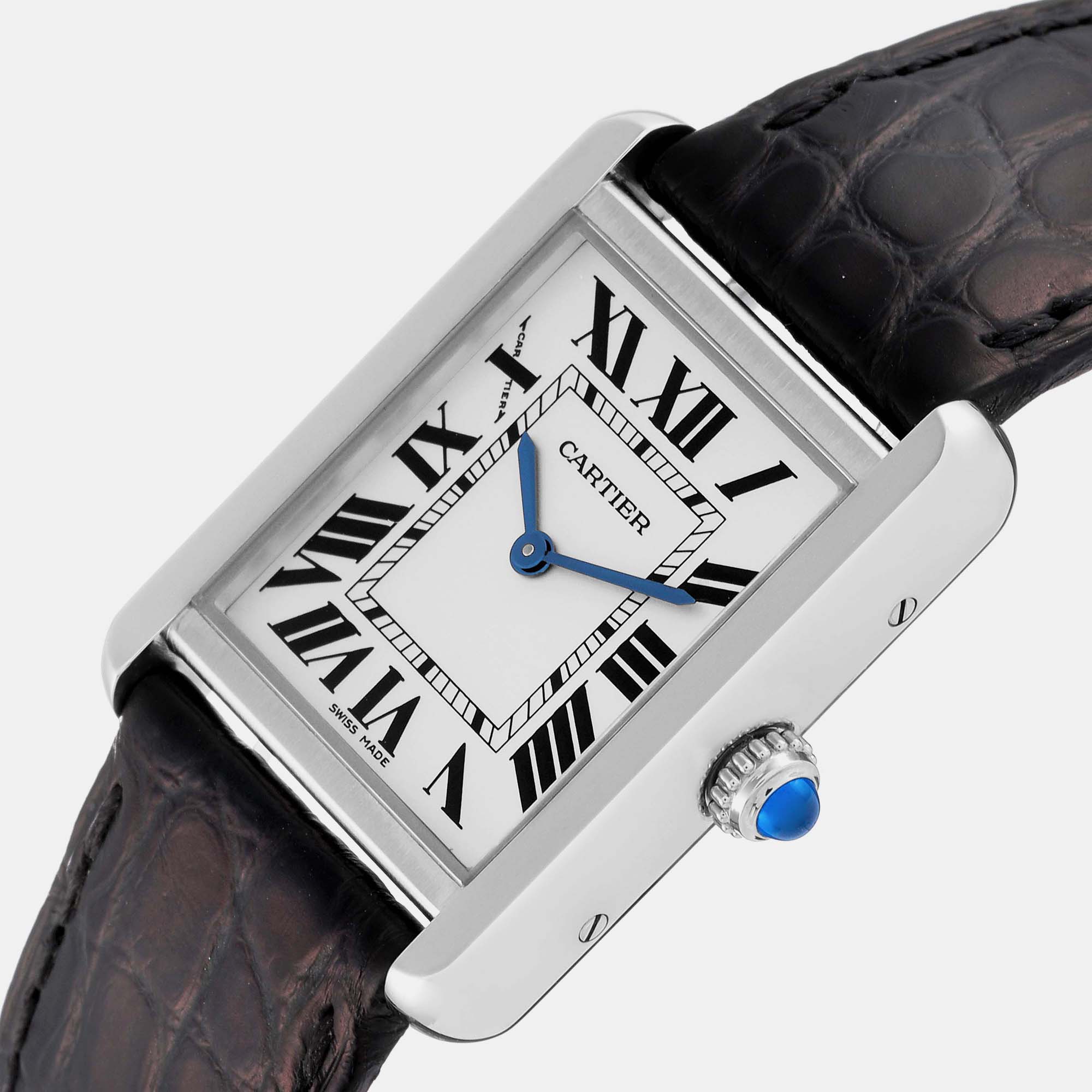 

Cartier Tank Solo Steel Black Strap Ladies Watch W5200005 30.0 mm x 23.0 mm, Silver