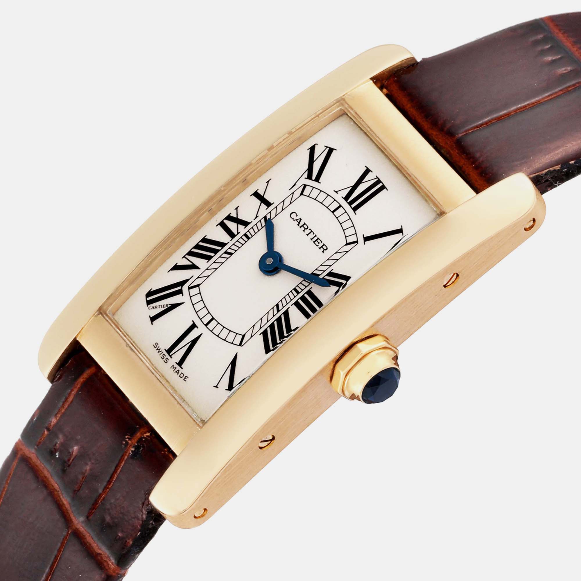 

Cartier Tank Americaine Yellow Gold Ladies Watch W26015K2, Silver