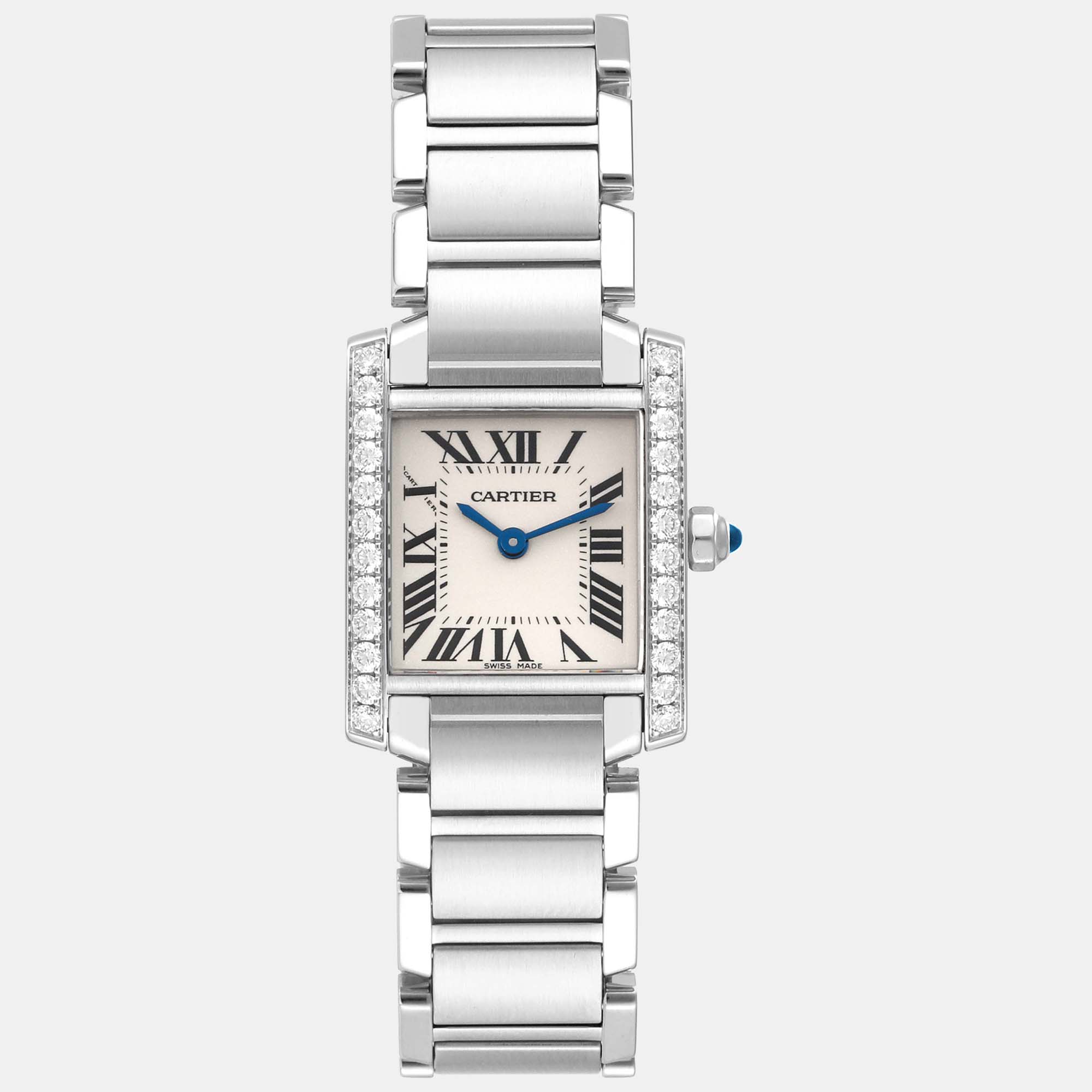 

Cartier Tank Francaise Small Steel Diamond Bezel Ladies Watch W4TA0008 20 x 25 mm, Silver