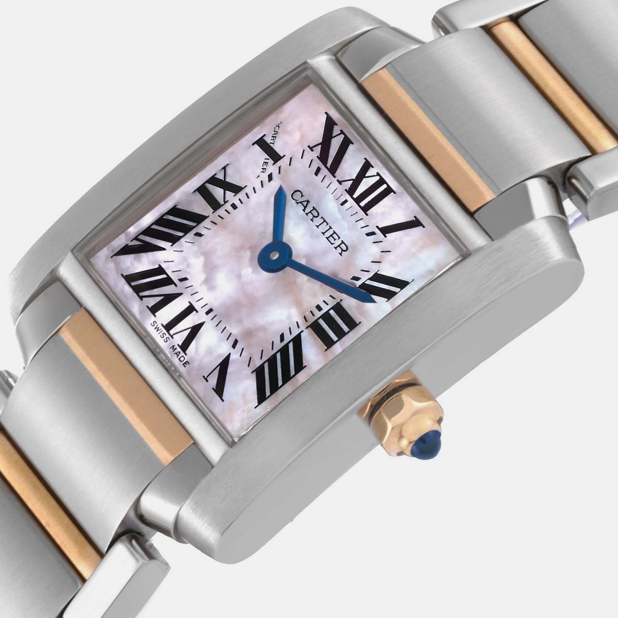 

Cartier Tank Francaise Steel Rose Gold Mother of Pearl Ladies Watch W51027Q4 20 x 25 mm, Purple