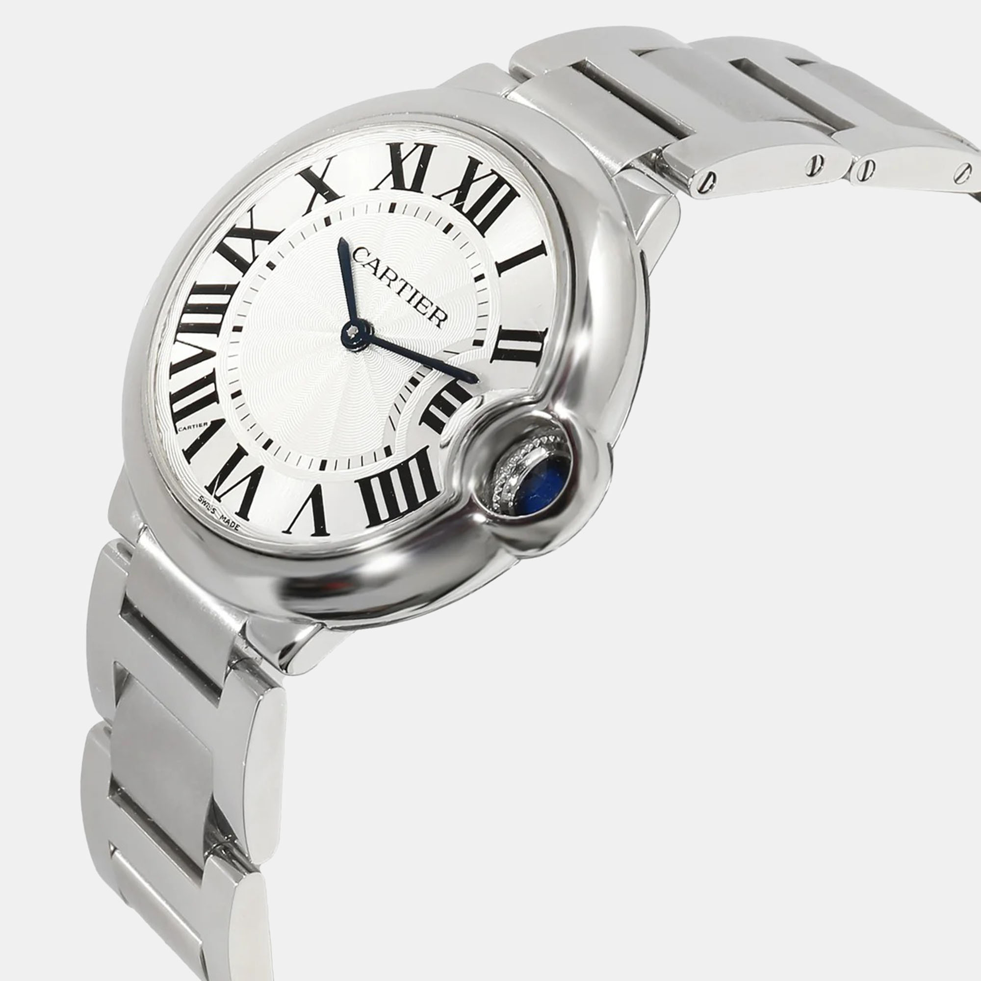 

Cartier Silver Stainless Steel Ballon Bleu W69011Z4 Quartz Women's Wristwatch 36 mm