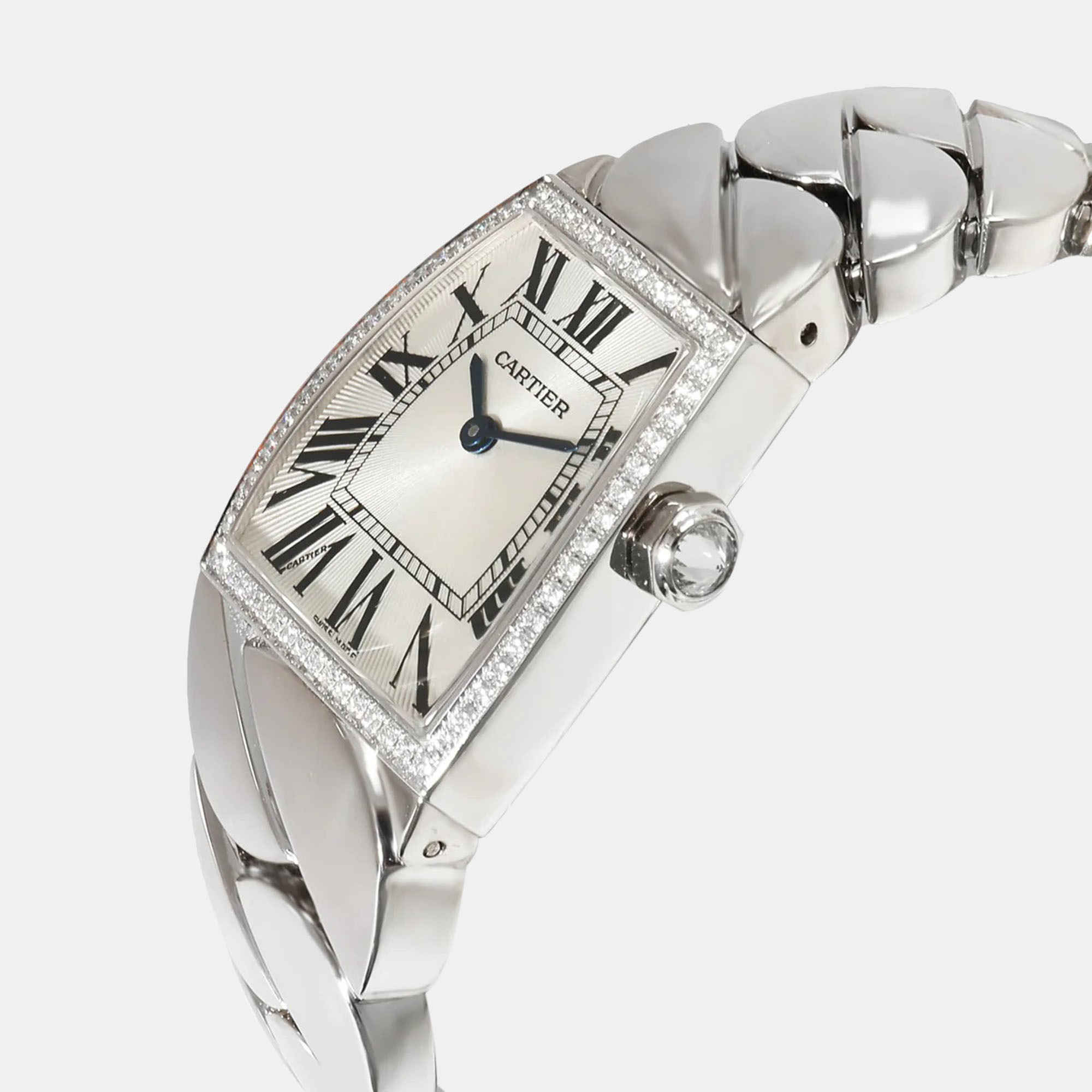 

Cartier Silver 18k White Gold La Dona 2895 Quartz Women's Wristwatch 28 mm