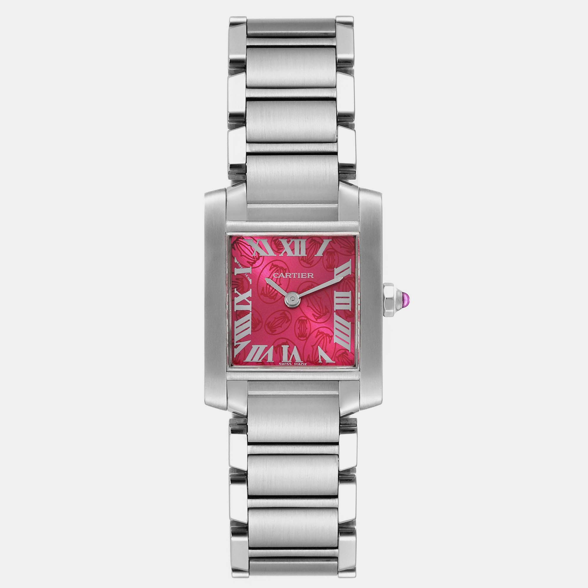 

Cartier Tank Francaise Raspberry Dial Limited Edition Steel Ladies Watch W51030Q3 20 x 25 mm, Pink