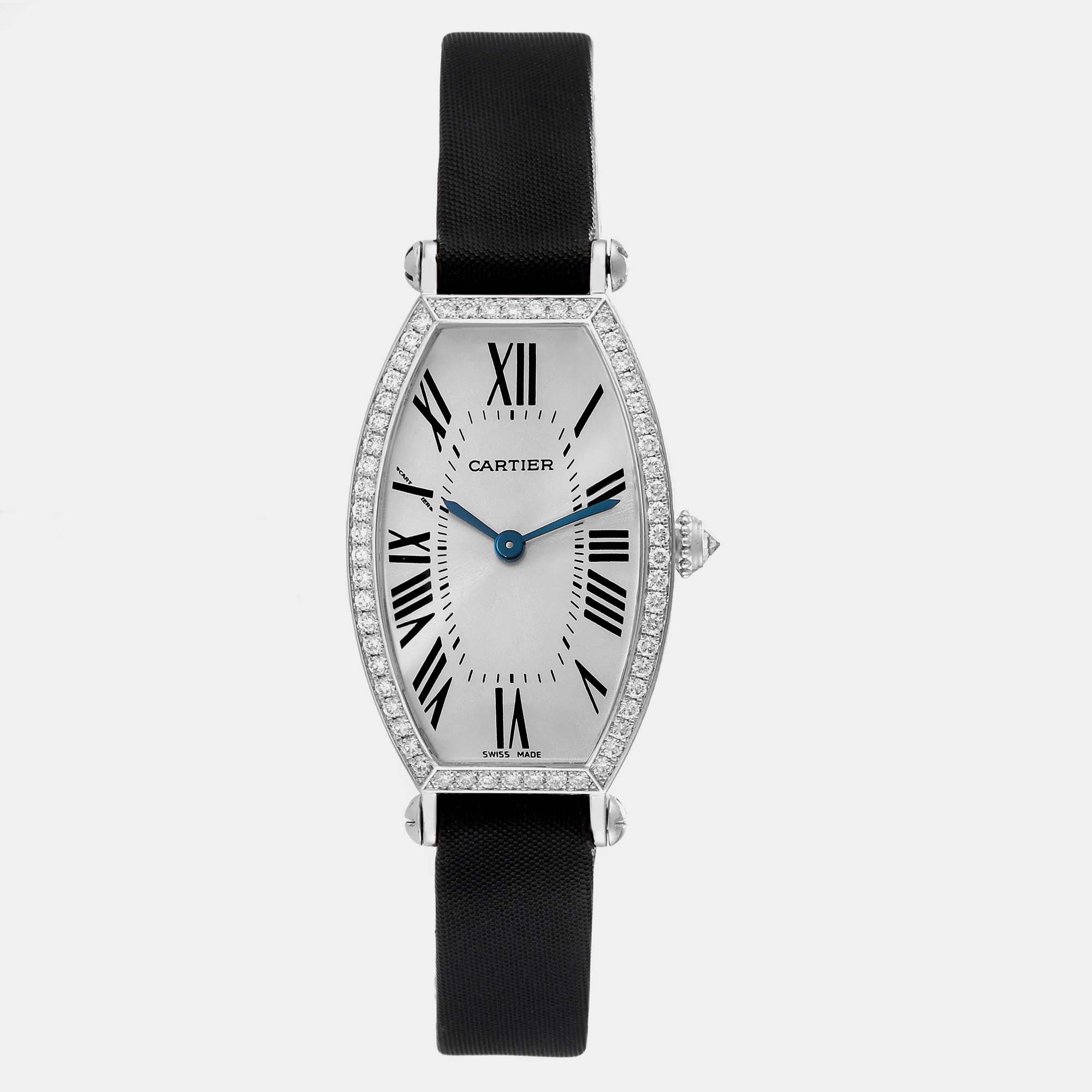 

Cartier Tonneau White Gold Diamond Ladies Watch WE400131 39.2 x 21 mm, Silver