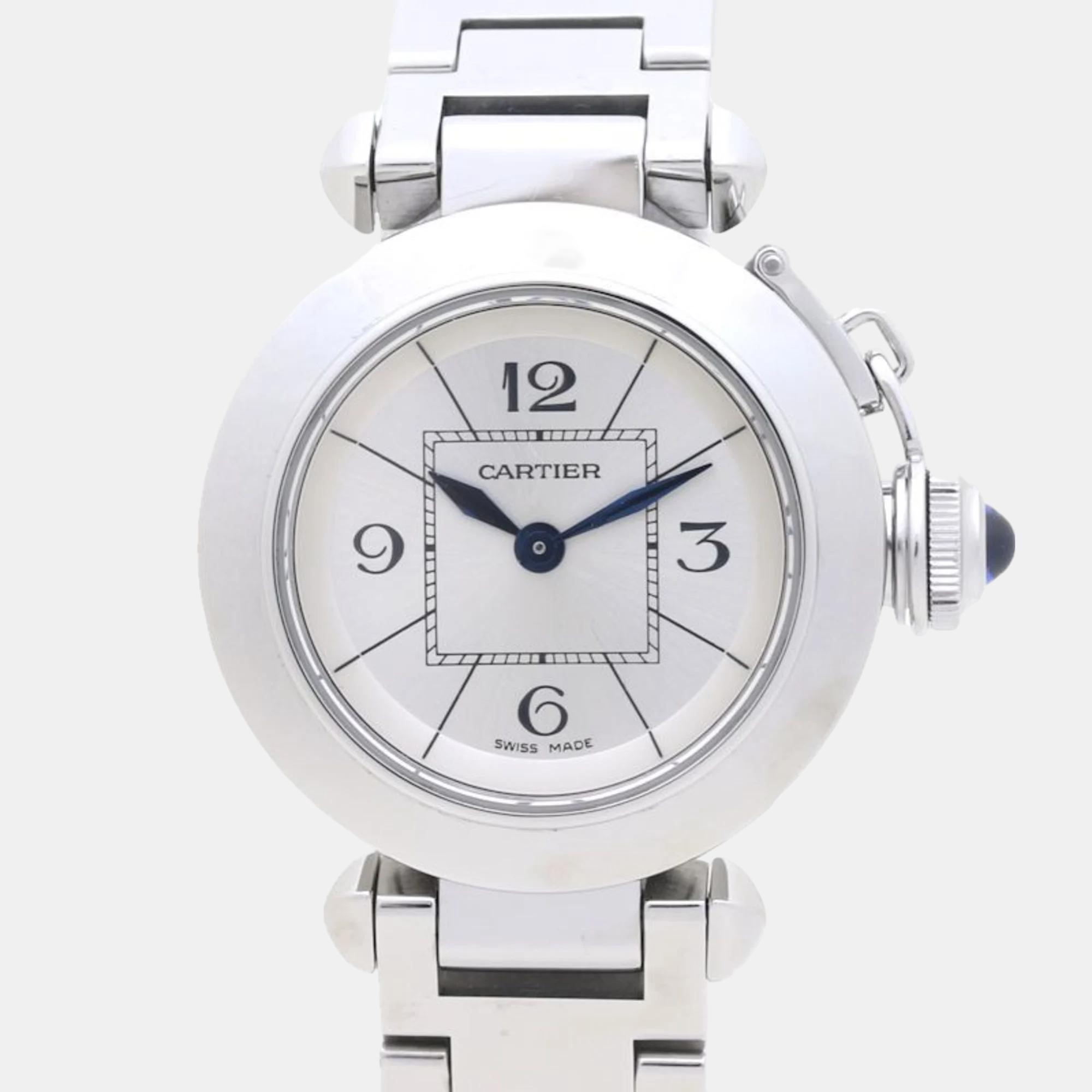 Pre-owned Cartier Silver Stainless Steel Miss Pasha W3140007 Quartz Women's Wristwatch 27 Mm