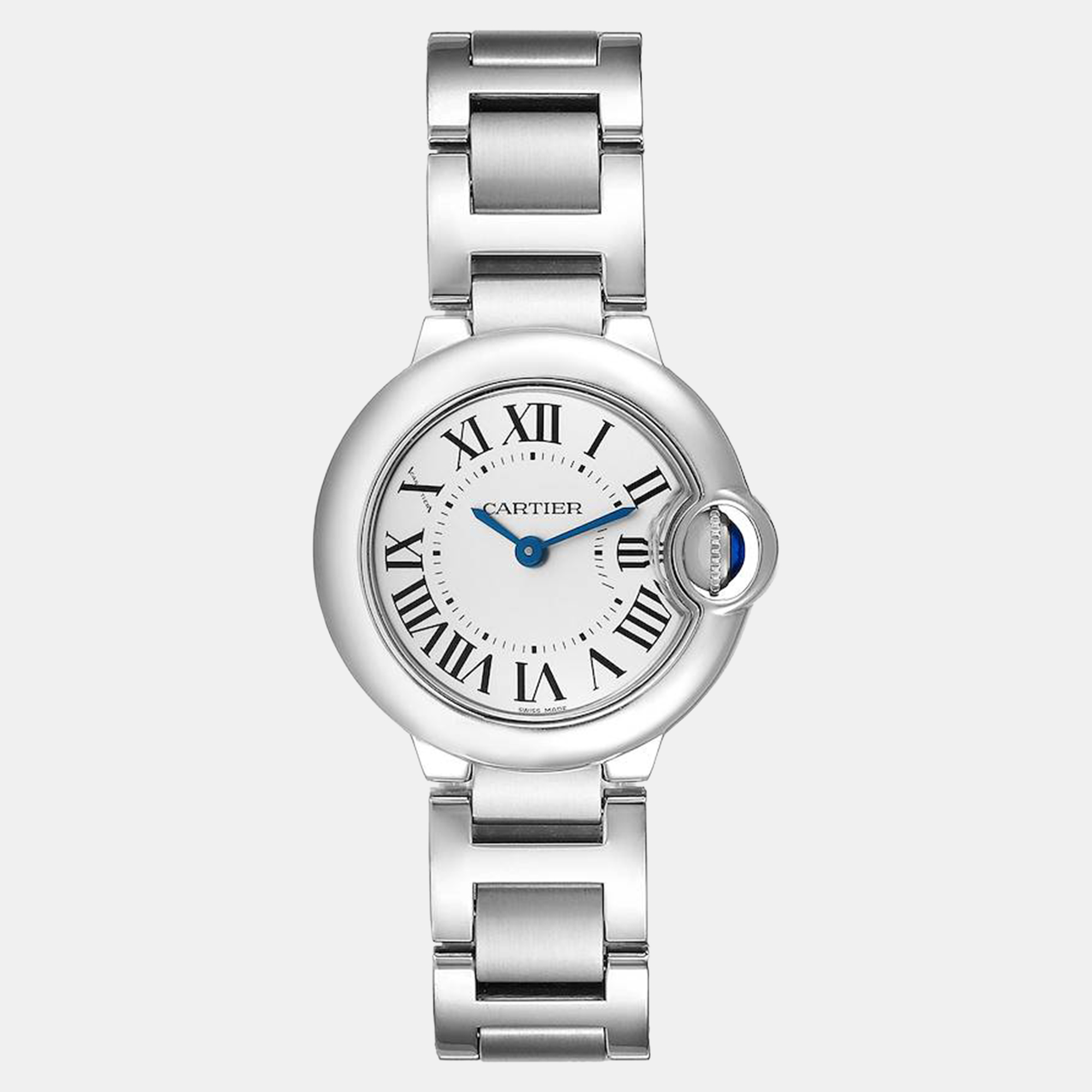 Pre-owned Cartier Ballon Bleu Silver Dial Quartz Steel Ladies Watch W69010z4 28 Mm