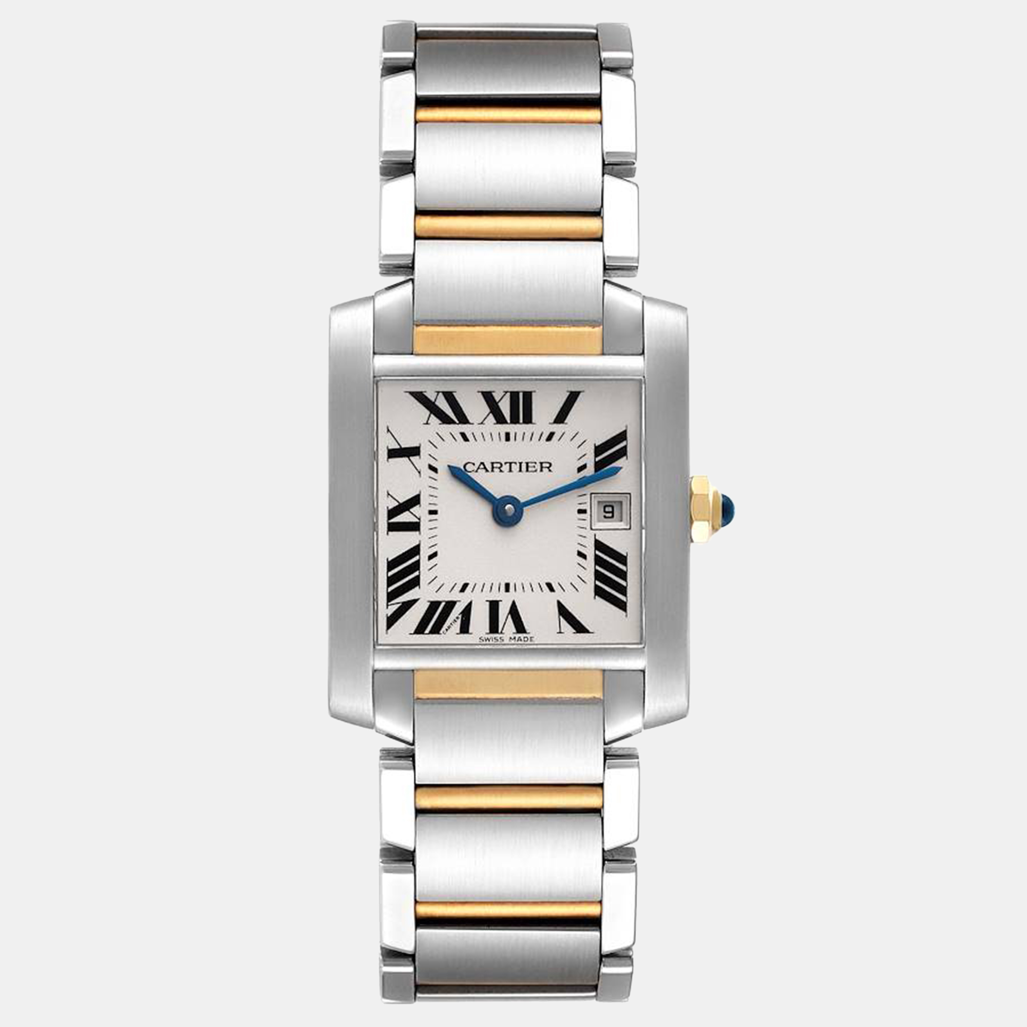 

Cartier Tank Francaise Midsize Steel Yellow Gold Ladies Watch W51012Q4 25 x 30 mm, Silver