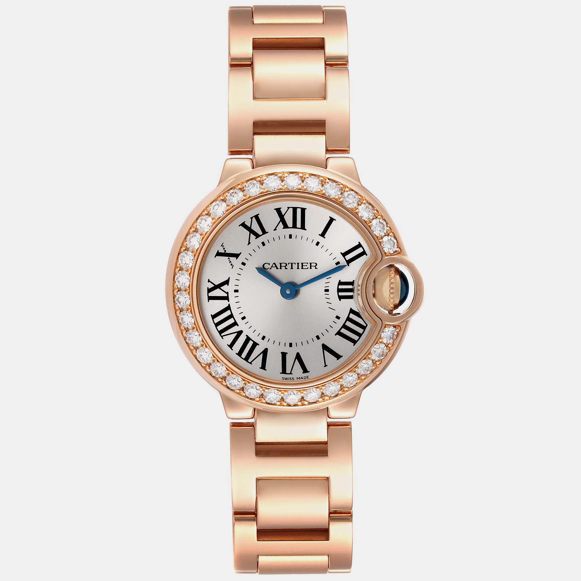 

Cartier Ballon Blue Rose Gold Diamond Ladies Watch WJBB0015 28 mm, Silver