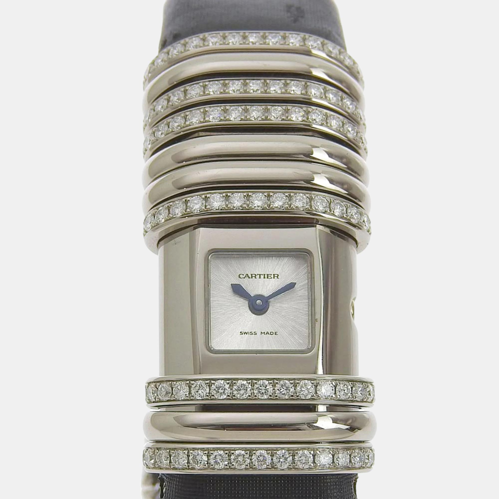 

Cartier White Titanium, Ceramic, Diamond and 18K White Gold Declaration WT000450 Women's Wristwatch 20 mm