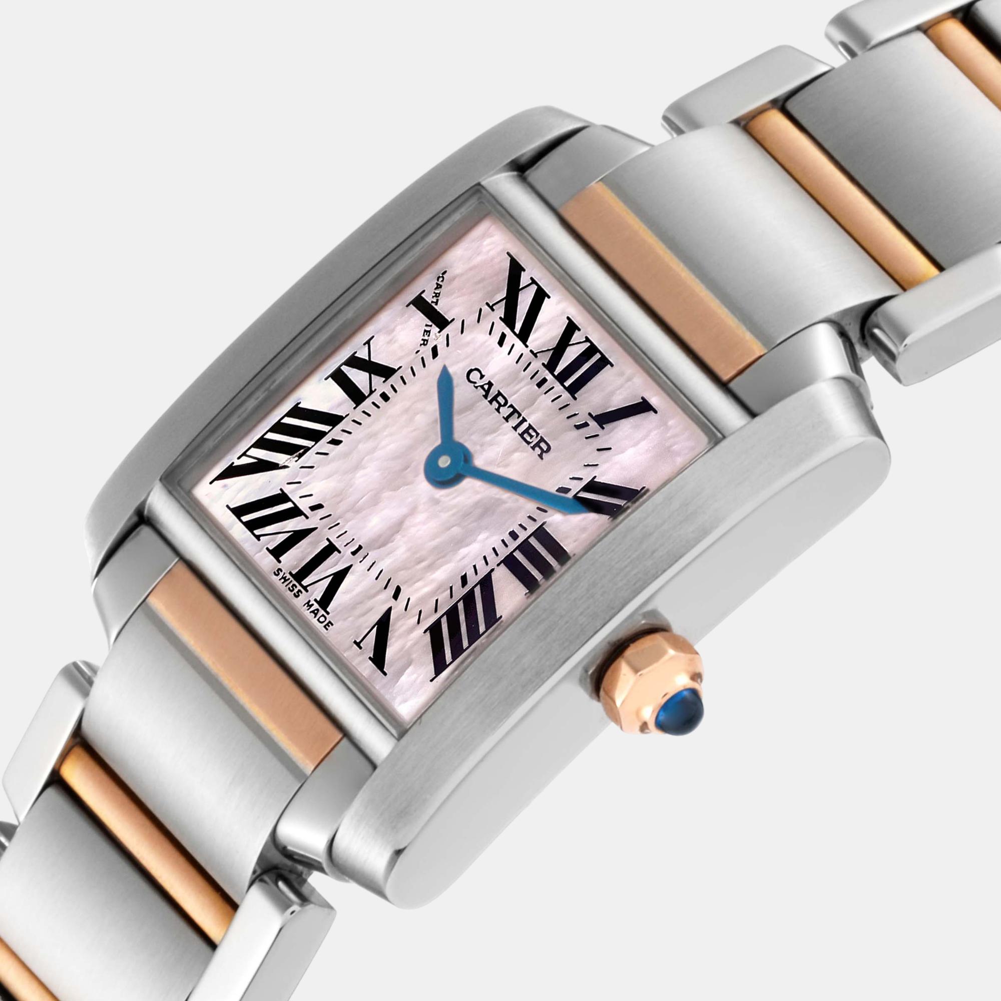 

Cartier Tank Francaise Steel Rose Gold Mother of Pearl Ladies Watch W51027Q4 20.0 mm x 25.0 mm, Pink