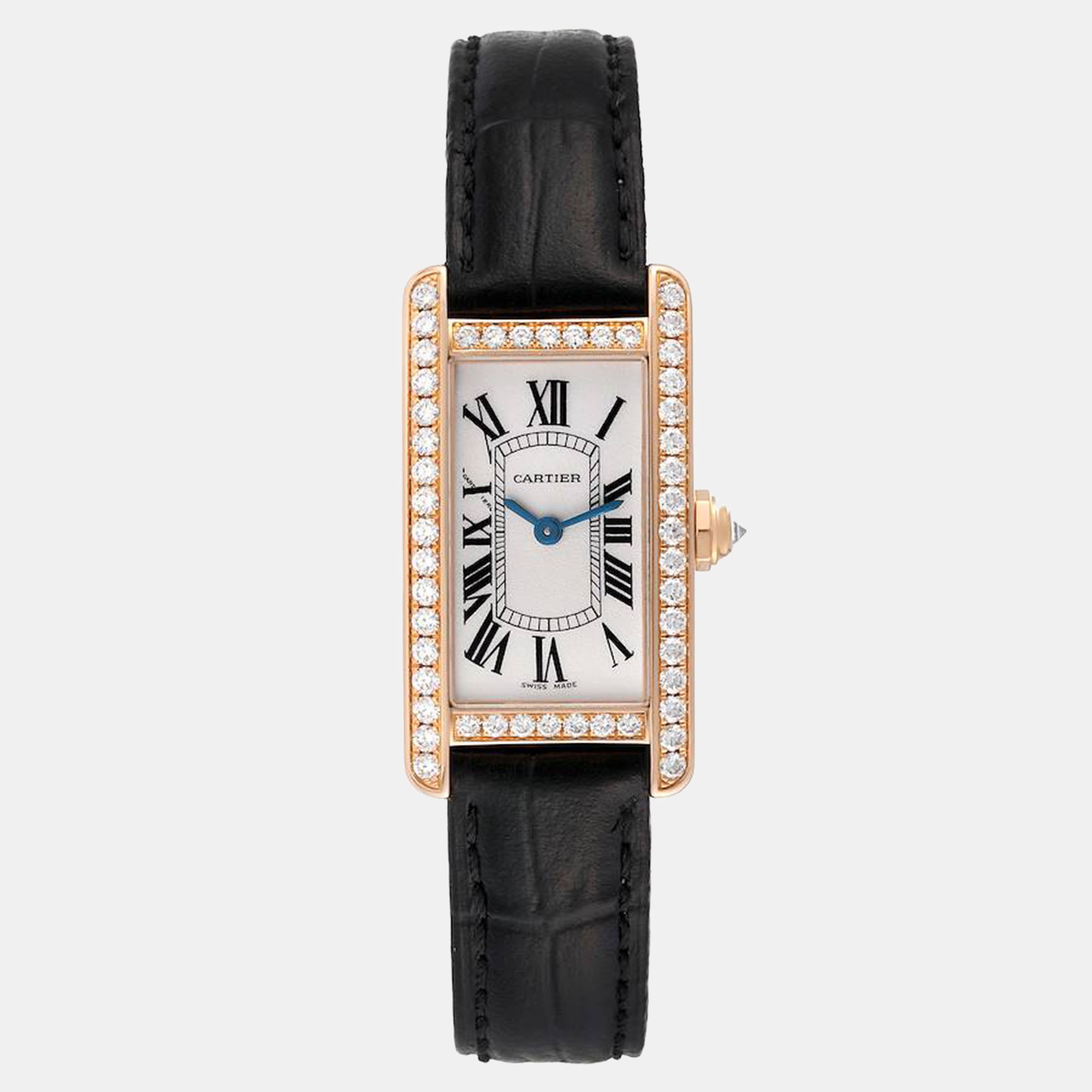 

Cartier Tank Americaine Small Rose Gold Diamond Women's Watch WJTA0002, Silver