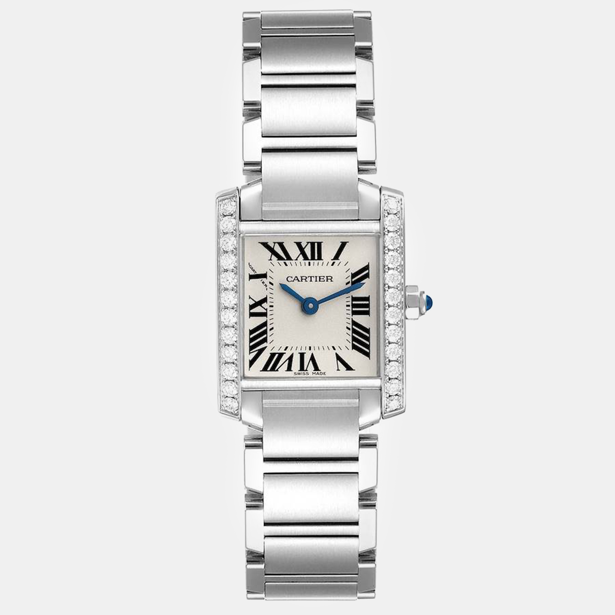 

Cartier Tank Francaise Small Steel Diamond Bezel Ladies Watch, Silver
