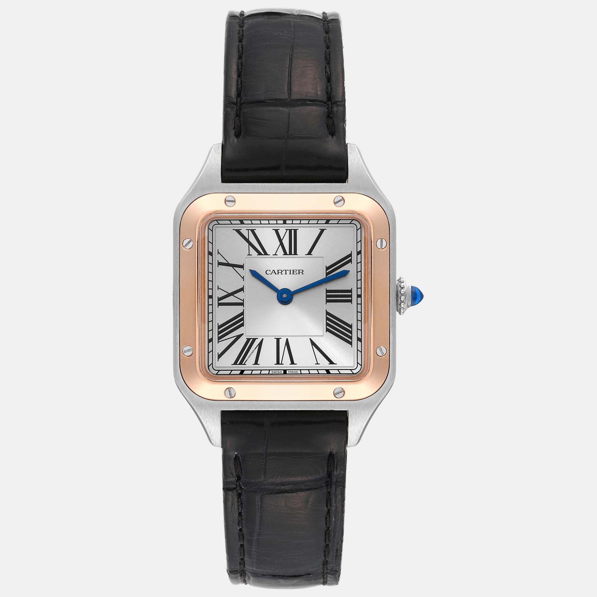 

Cartier Santos Dumont Steel Rose Gold Silver Dial Ladies Watch