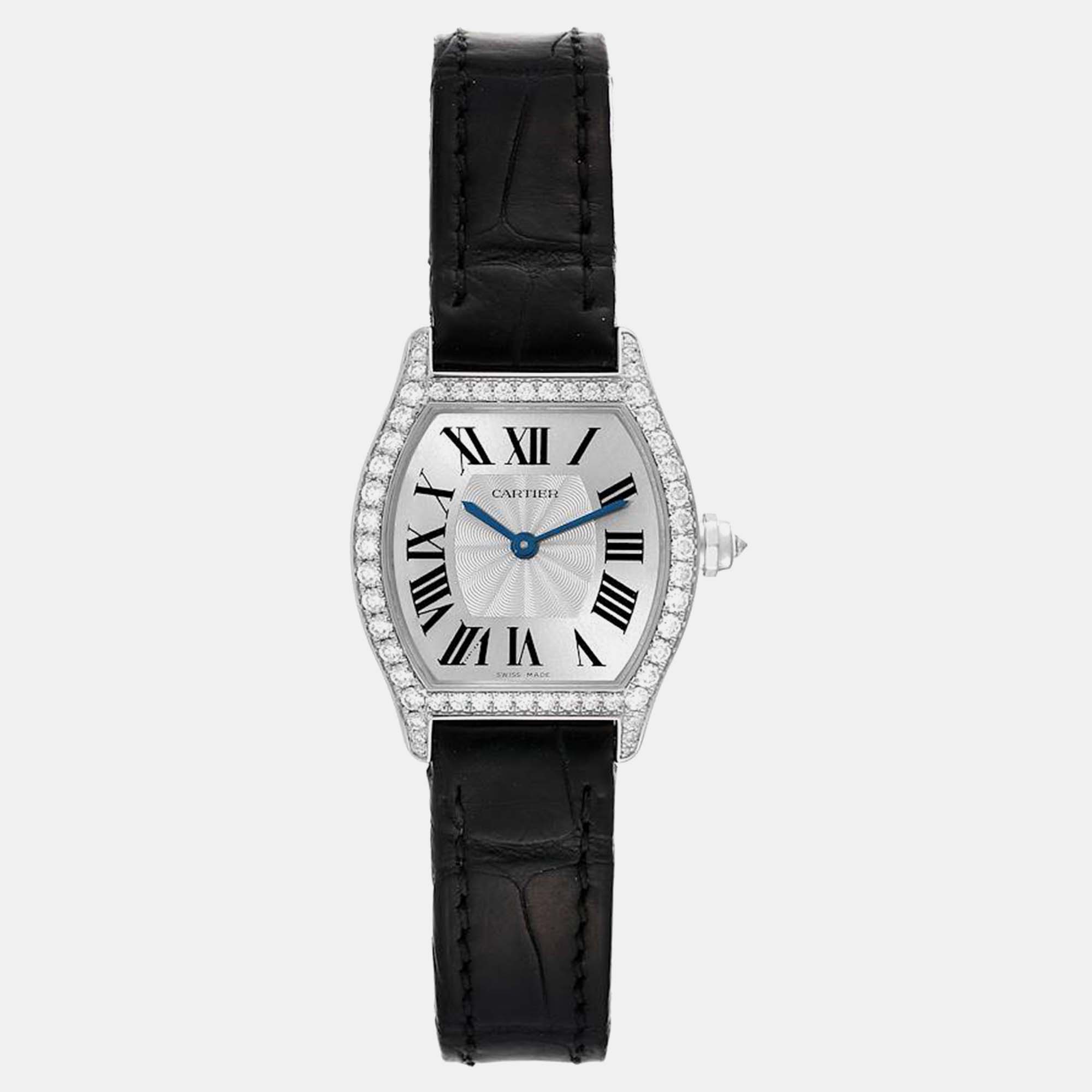 

Cartier Tortue White Gold Diamond Ladies Watch, Silver