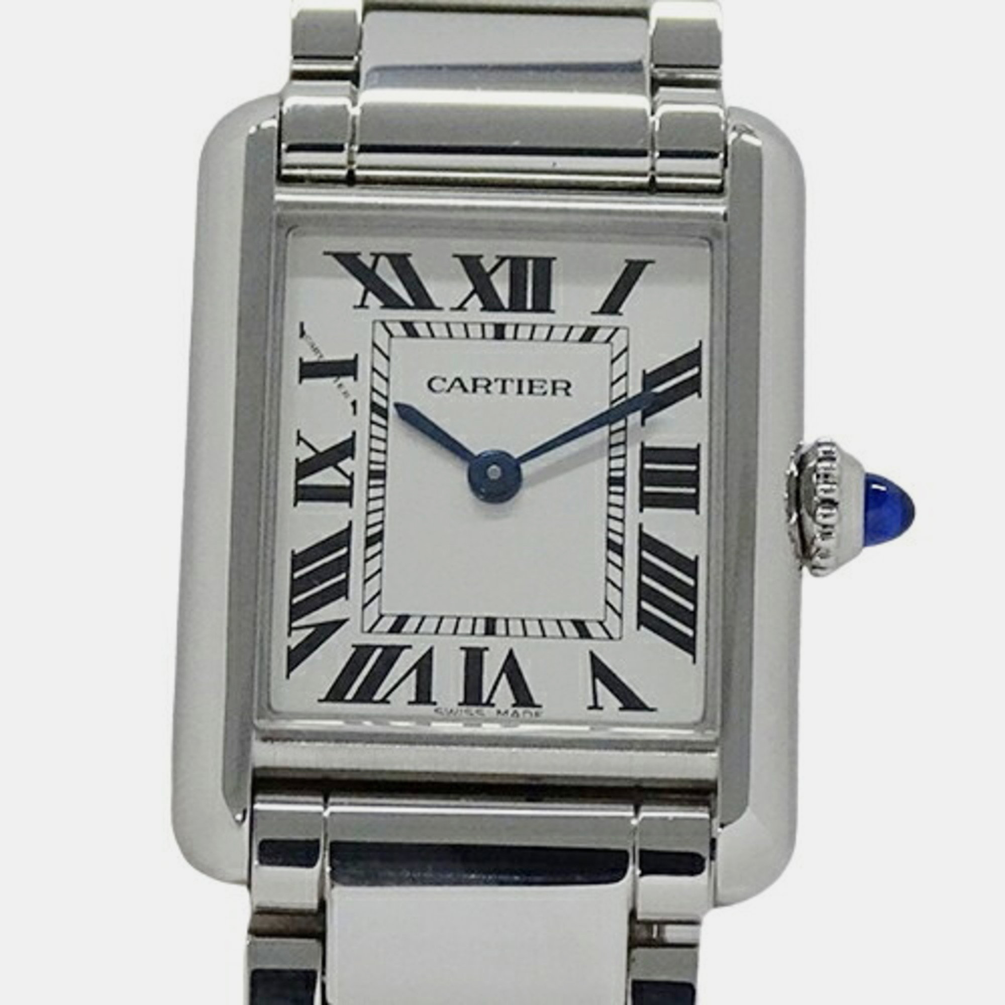 Pre-owned Cartier Silver Stainless Steel Tank Wsta0051 Women's Wristwatch 22mm