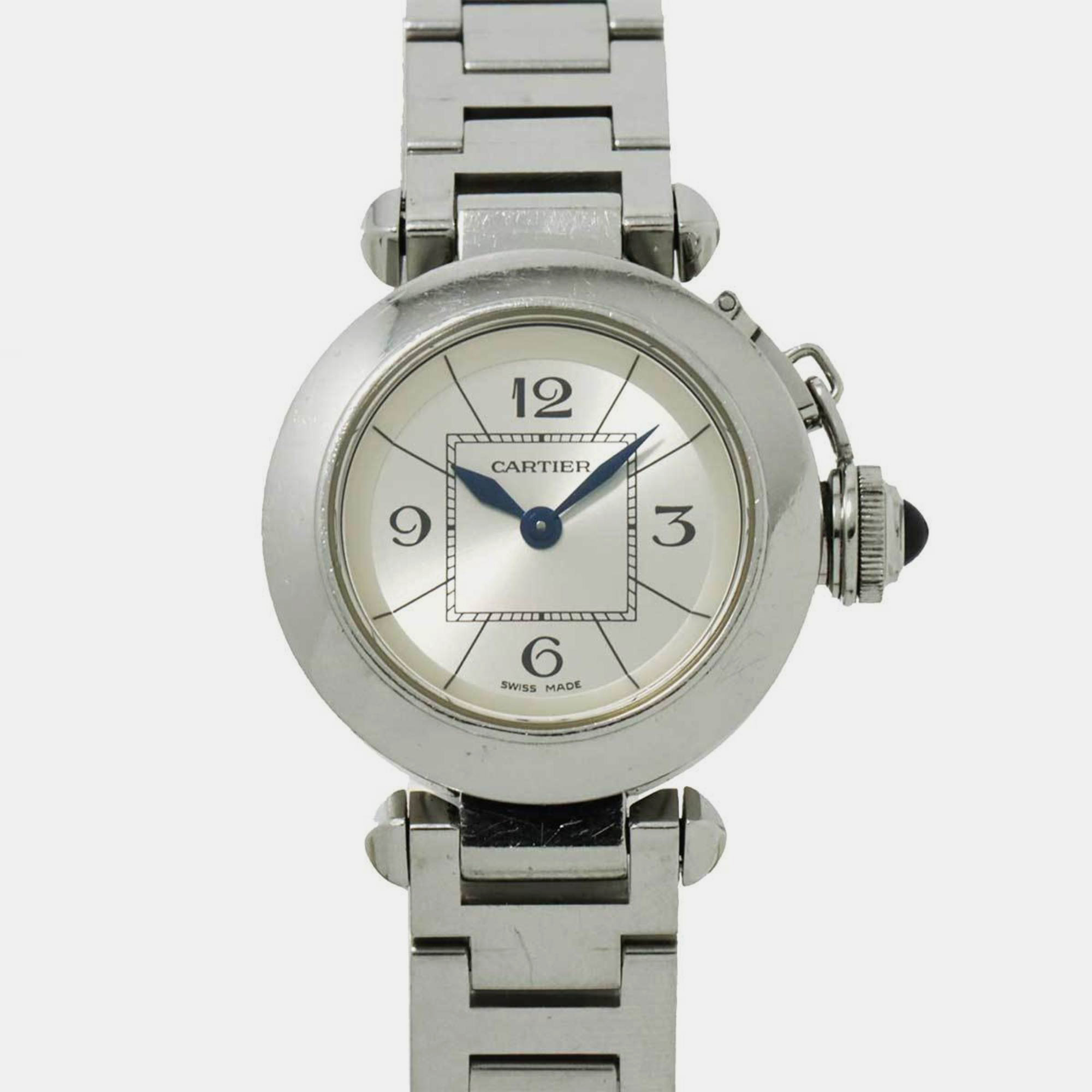 Pre-owned Cartier Silver Stainless Steel Miss Pasha W3140007 Women's Watch 28mm