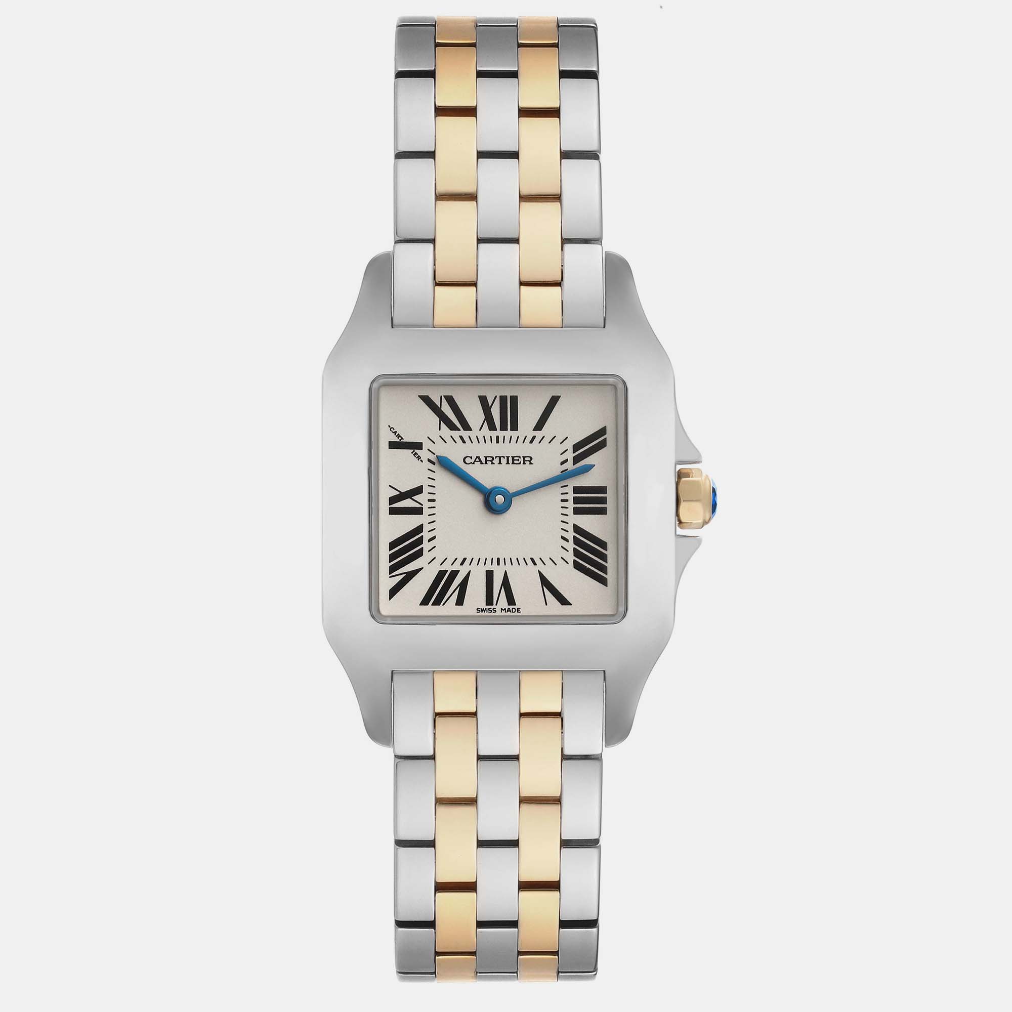 

Cartier Santos Demoiselle Steel Yellow Gold Midsize Ladies Watch 26 mm, Silver