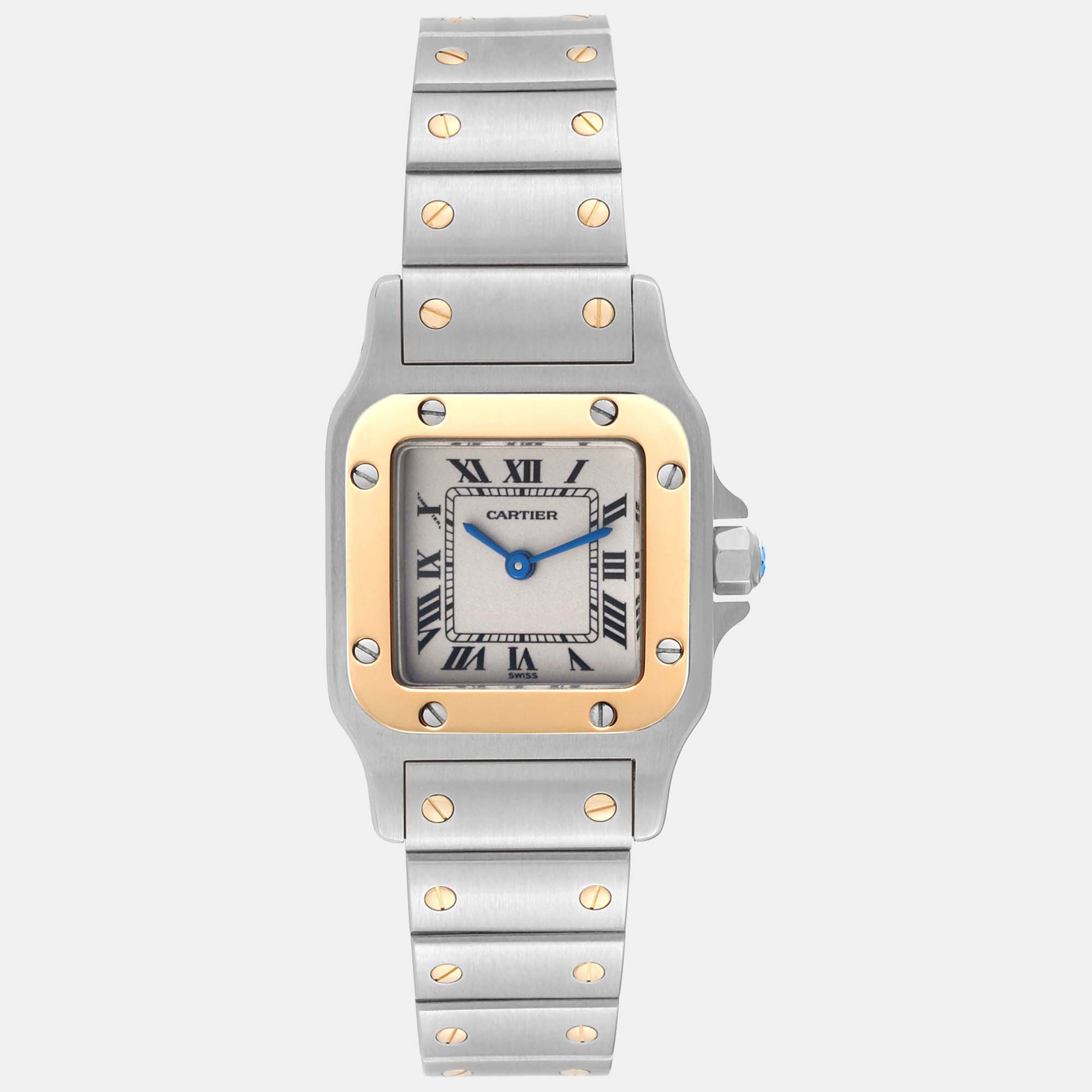 

Cartier Santos Galbee Small Steel Yellow Gold Ladies Watch 24 mm, Silver