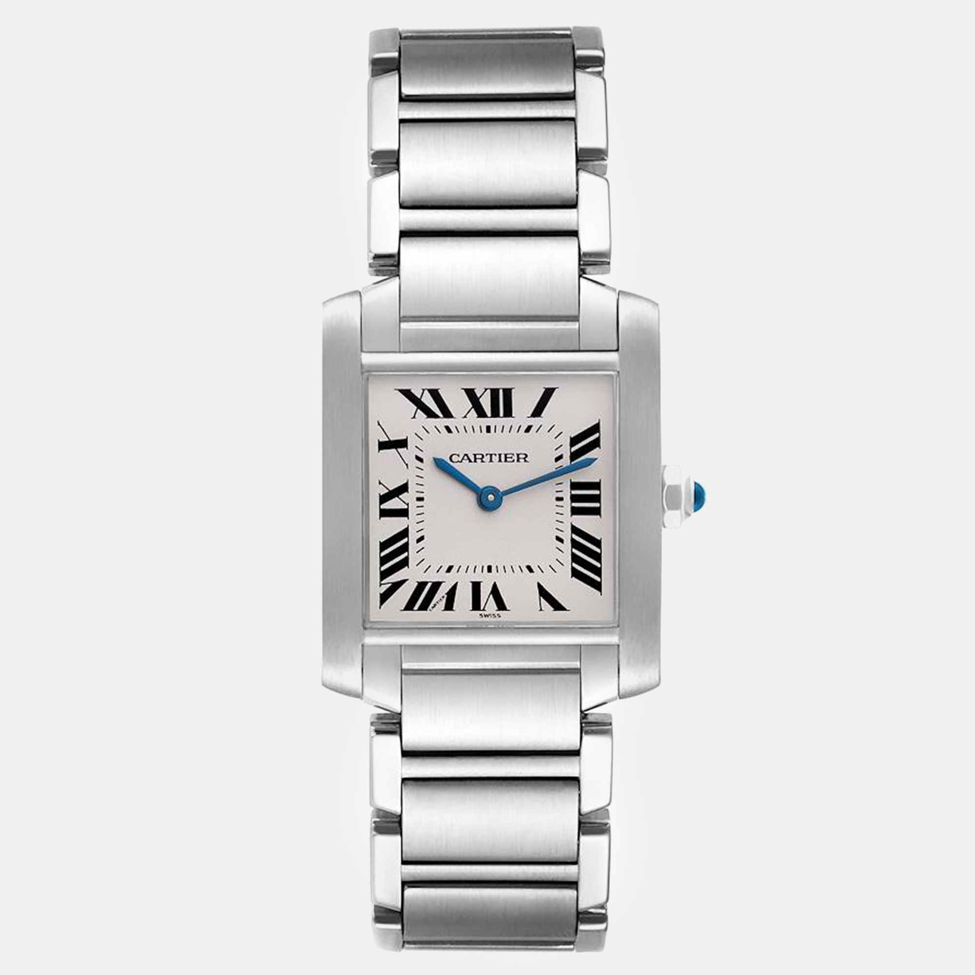 Pre-owned Cartier Tank Francaise Midsize Silver Dial Ladies Watch 25 Mm