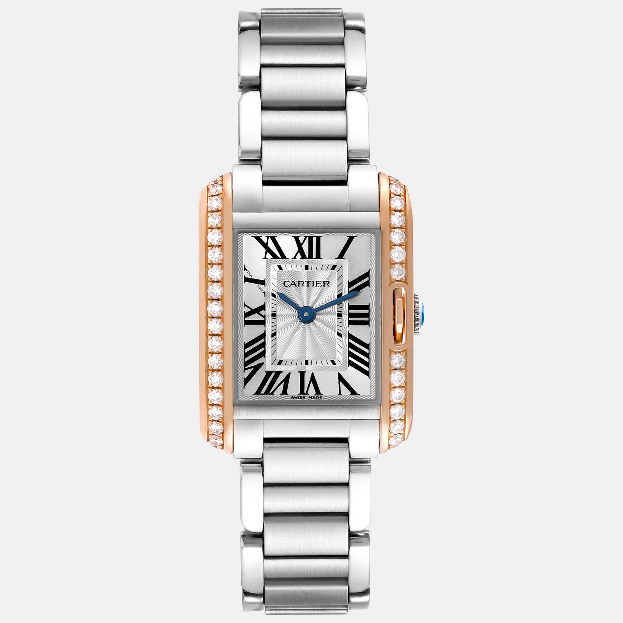 

Cartier Tank Anglaise Steel Rose Gold Diamond Ladies Watch, Silver