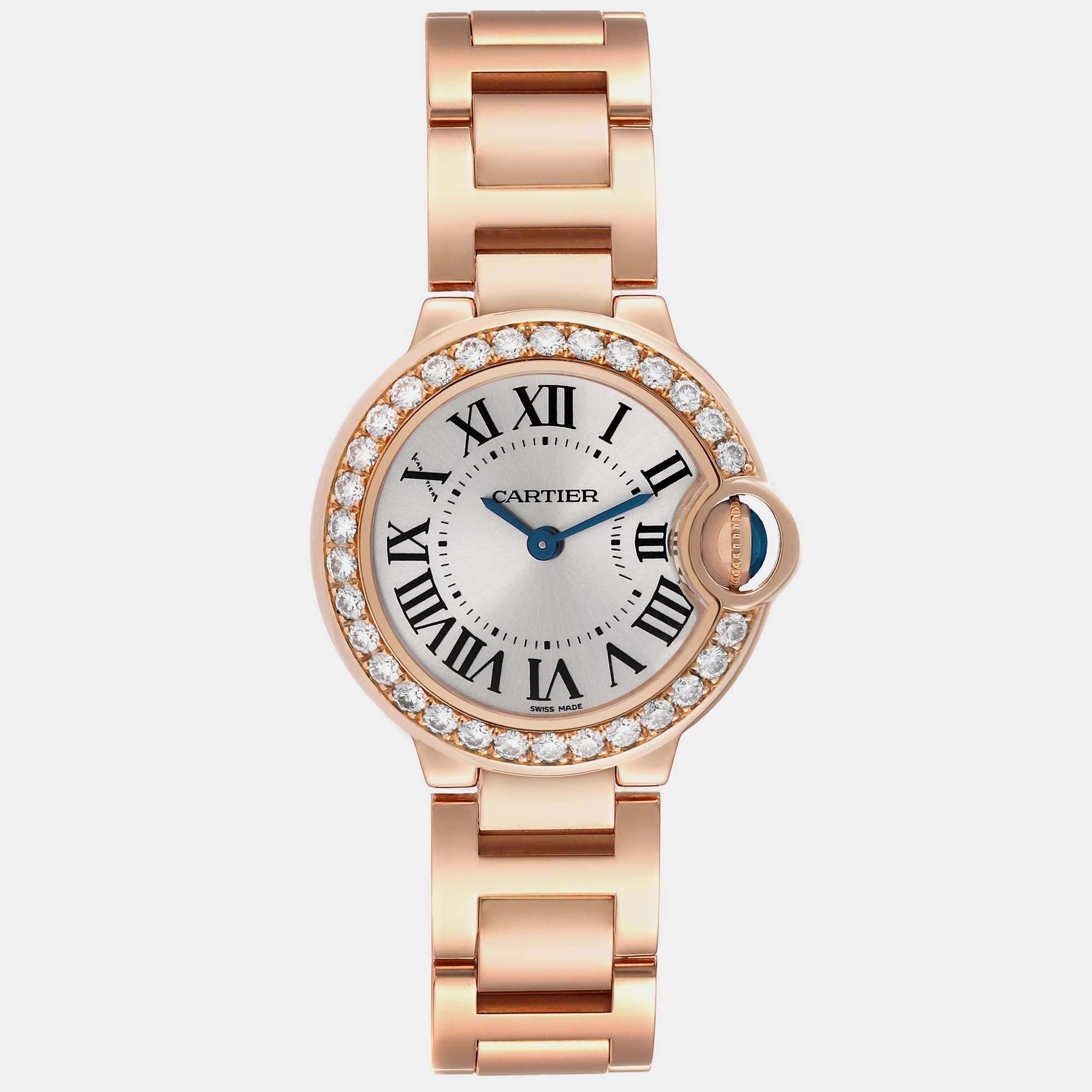 

Cartier Ballon Blue Rose Gold Diamond Ladies Watch, Silver