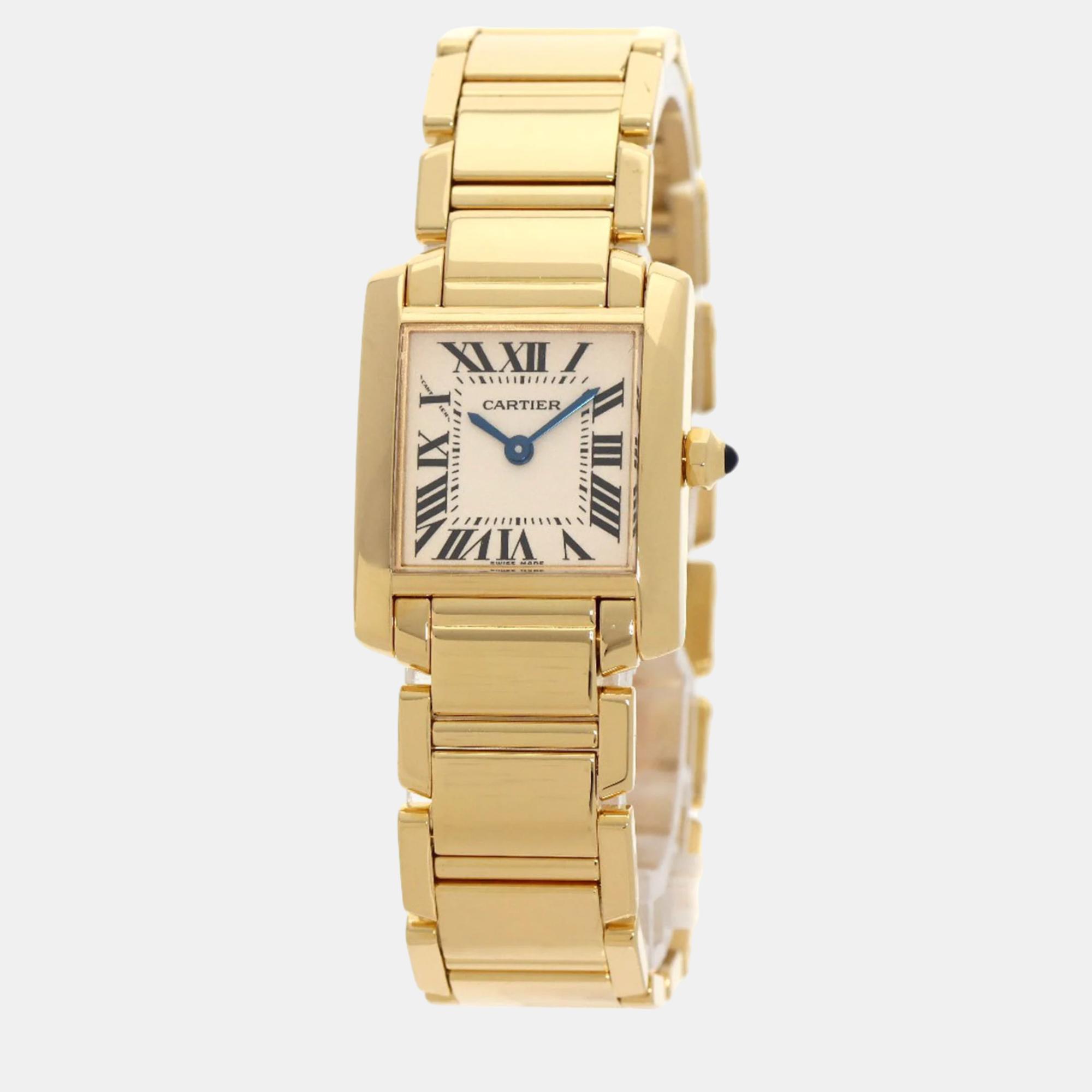 

Cartier White 18k Yellow Gold Tank Francaise W50002N2 Quartz Women's Wristwatch 20 mm